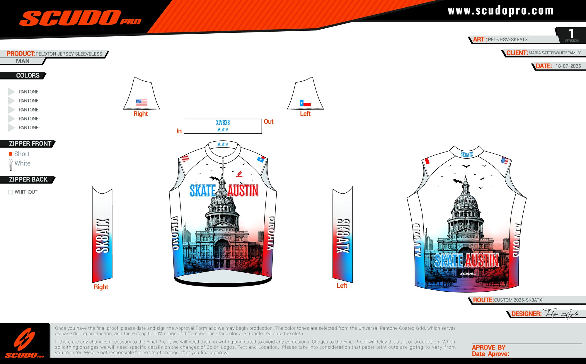SK8ATX | Peloton Fit | Sleeveless Jersey | 1/2 Zip