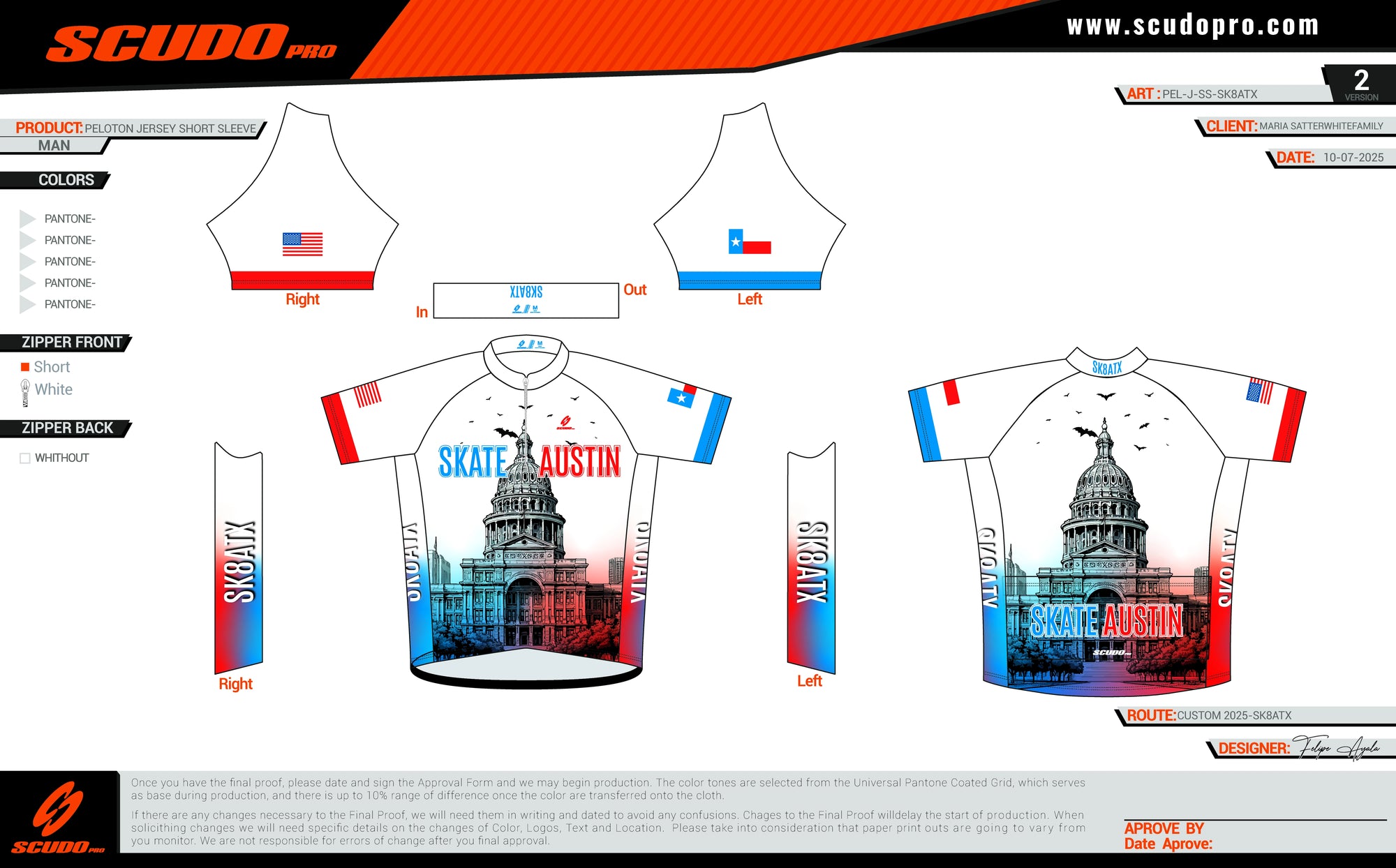 SK8ATX | Peloton Fit | Short Sleeve Jersey | 1/2 Zip