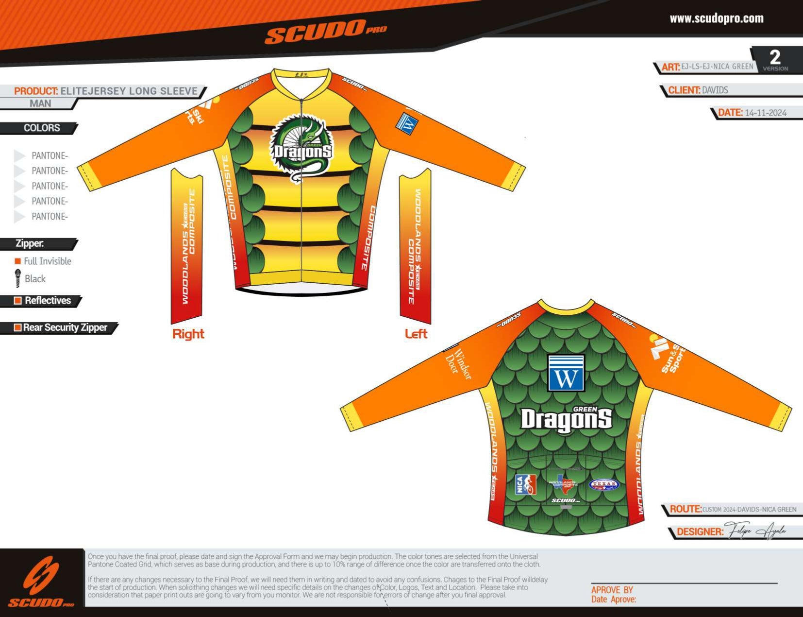 Green Dragons | LONG Sleeve Cycling Jersey | Elite Fit | Men and Women