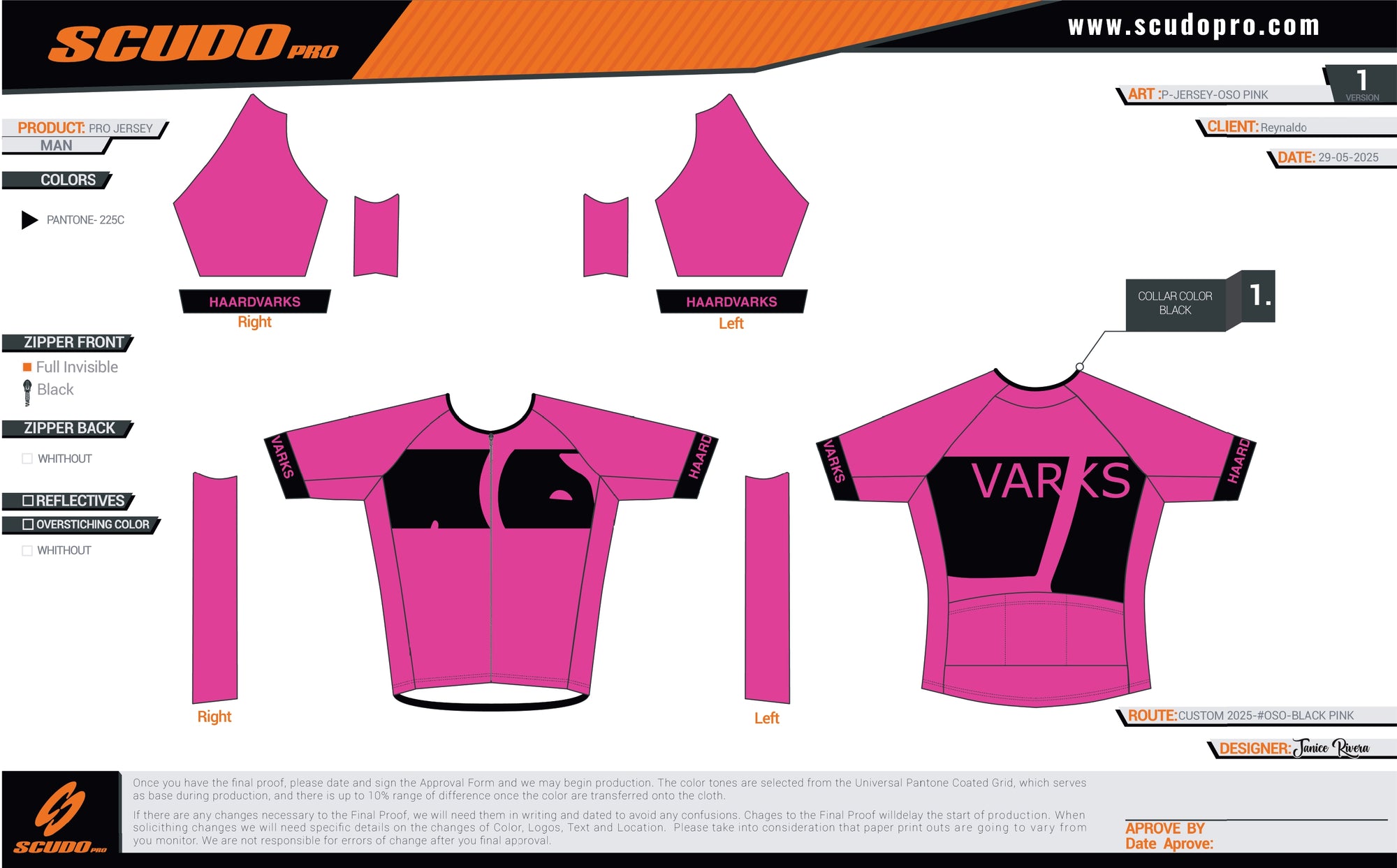 Oso-Varks | 2025 Pink "Summer" Short Sleeve Cycling PRO Jersey