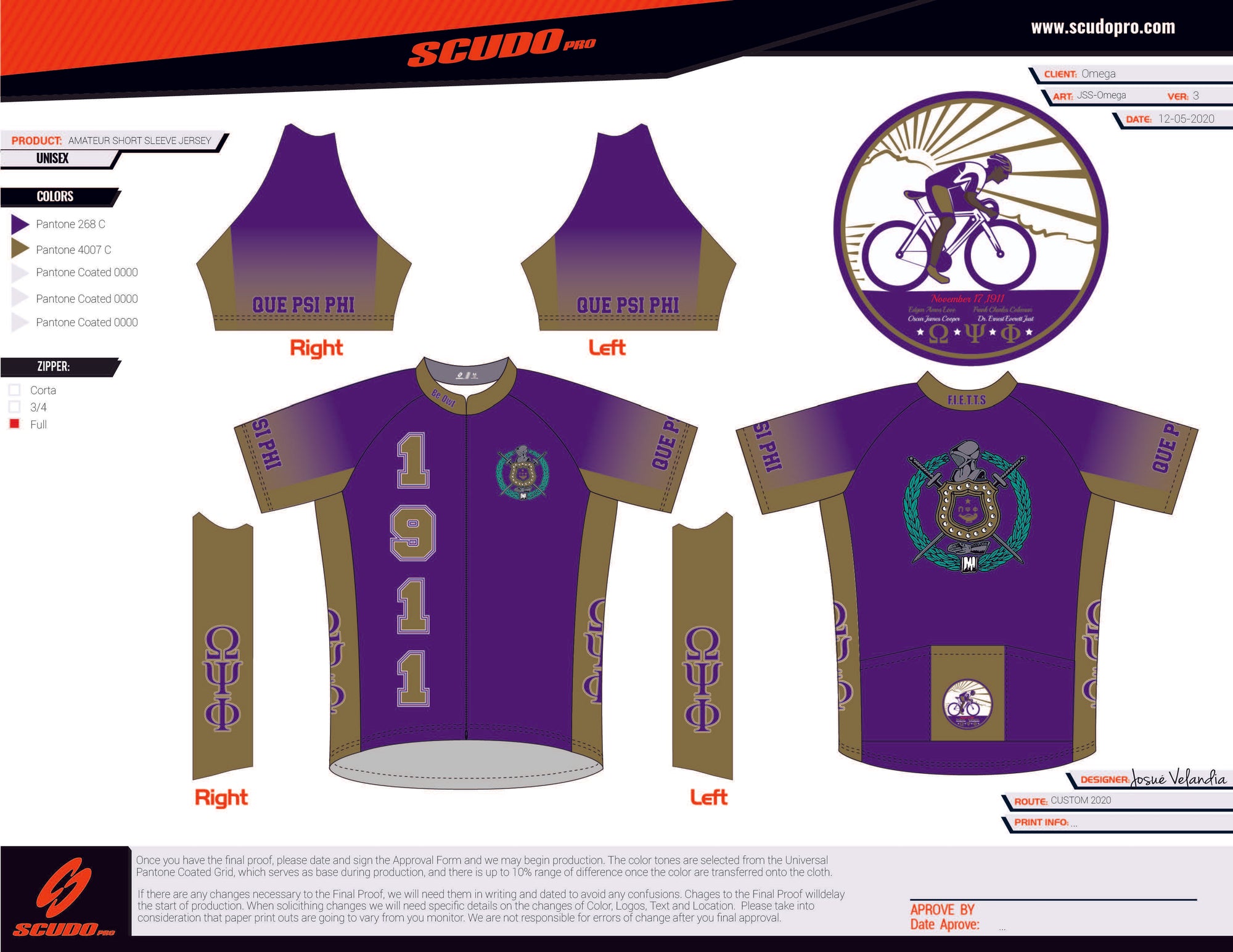 OMEGA | Amateur Fit | Short Sleeve Cycling Purple | Full Zip | Men and Women