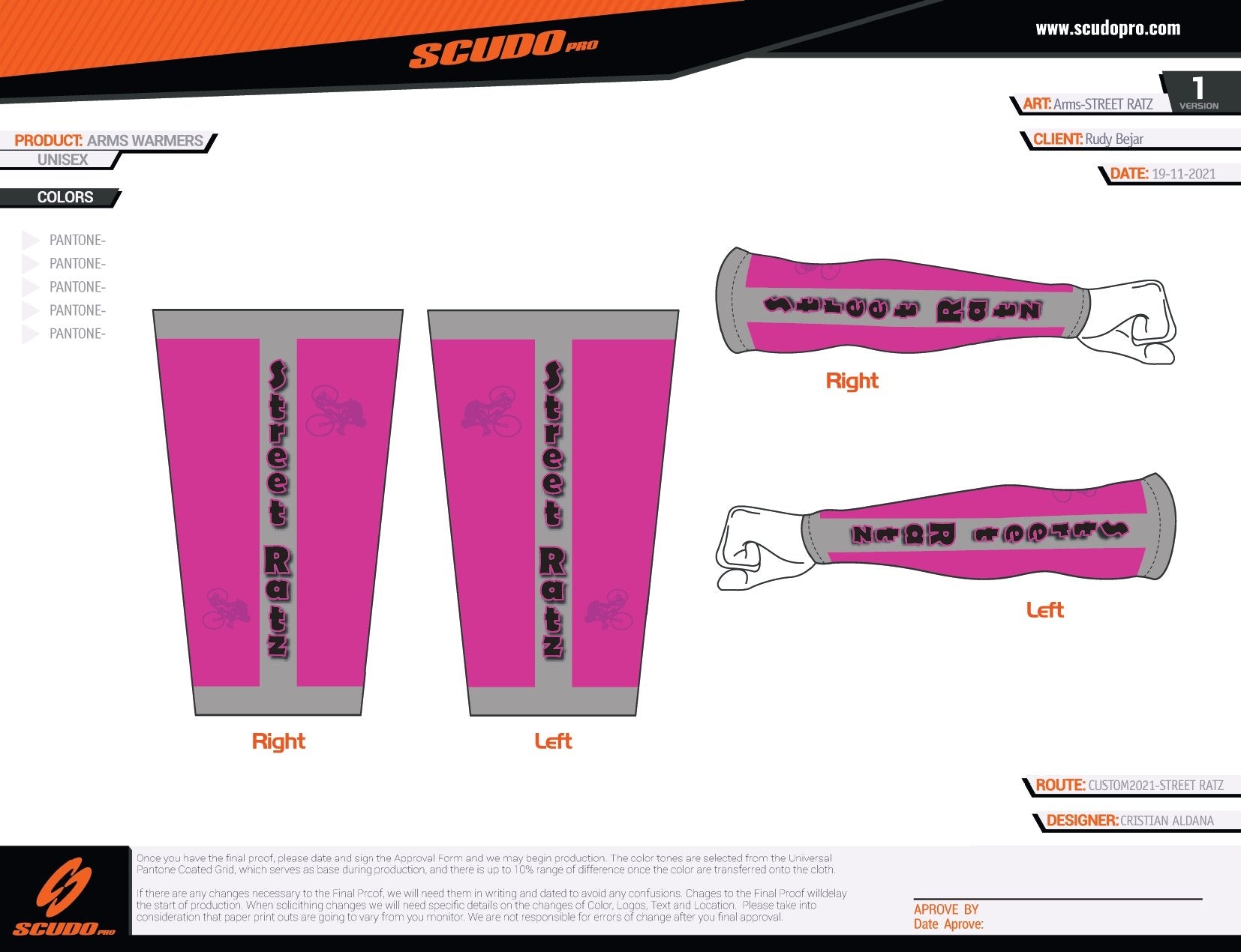 Street Ratz | Arm Sleeves Warmers | Pink | Unisex