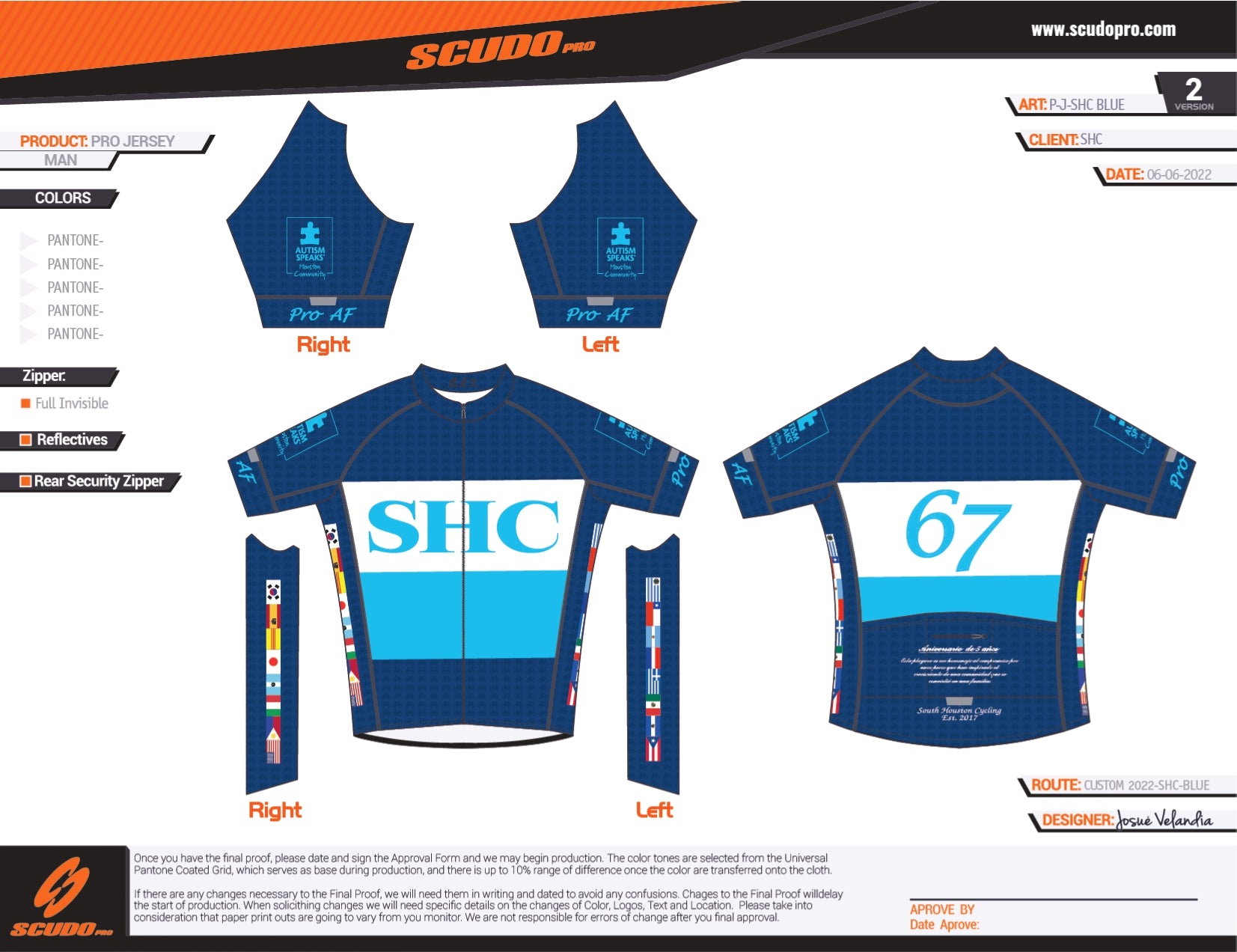 SHC | BLUE | Short Sleeve Cycling PRO Jersey | Men and Women