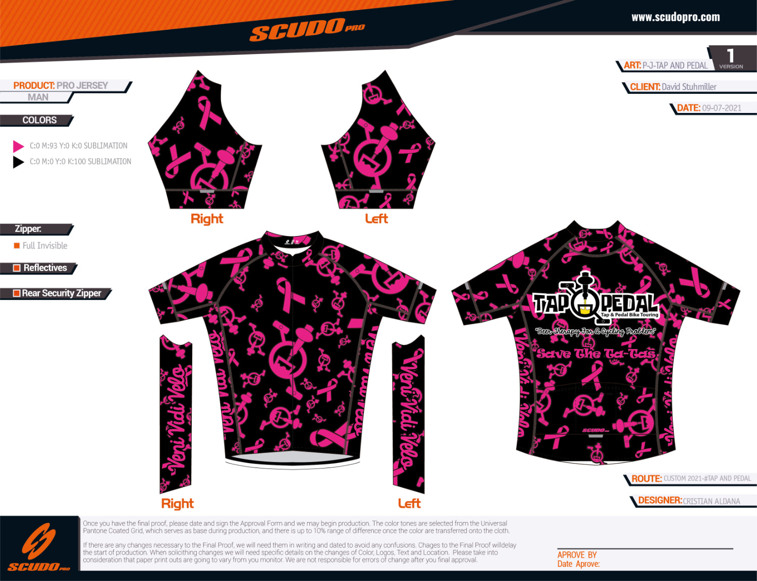 Tap and Pedal Pink logos - Black | BCA | PRO-Fit | Short Sleeve Cycling Jersey | Men and Women
