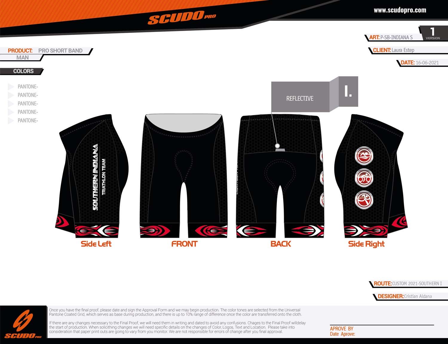 Southern Indiana | Triathlon ShortsBlack w/relfectives | Men and Woman