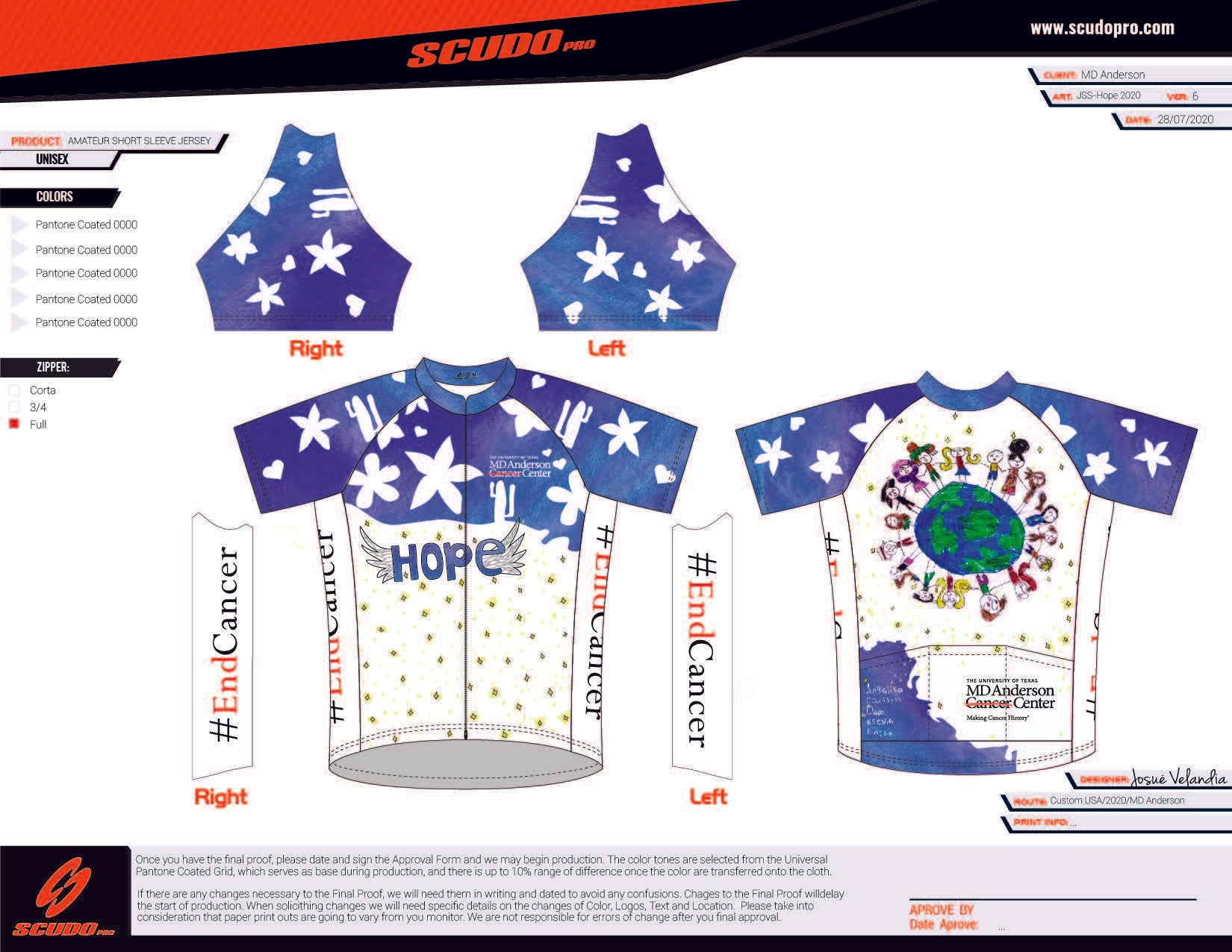 MD Anderson | Amateur Fit | Short Sleeve Cycling Jersey | Full Zip | Men and Women