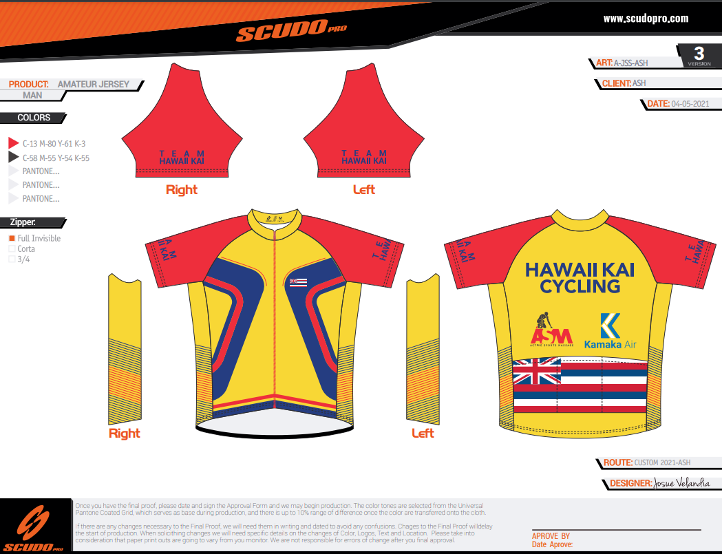 HAWAII KAI Fun ASM Kamaka Yellow | Short Sleeve Amateur Cycling Jersey | Full Zip | Men and Women