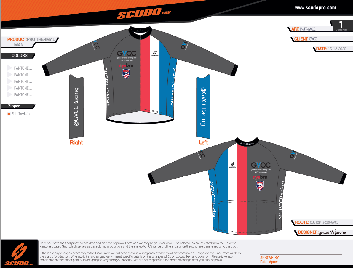 GVCC Team Kit | Pro Thermal Long Sleeve Jersey | Full Zipper | Men and Women