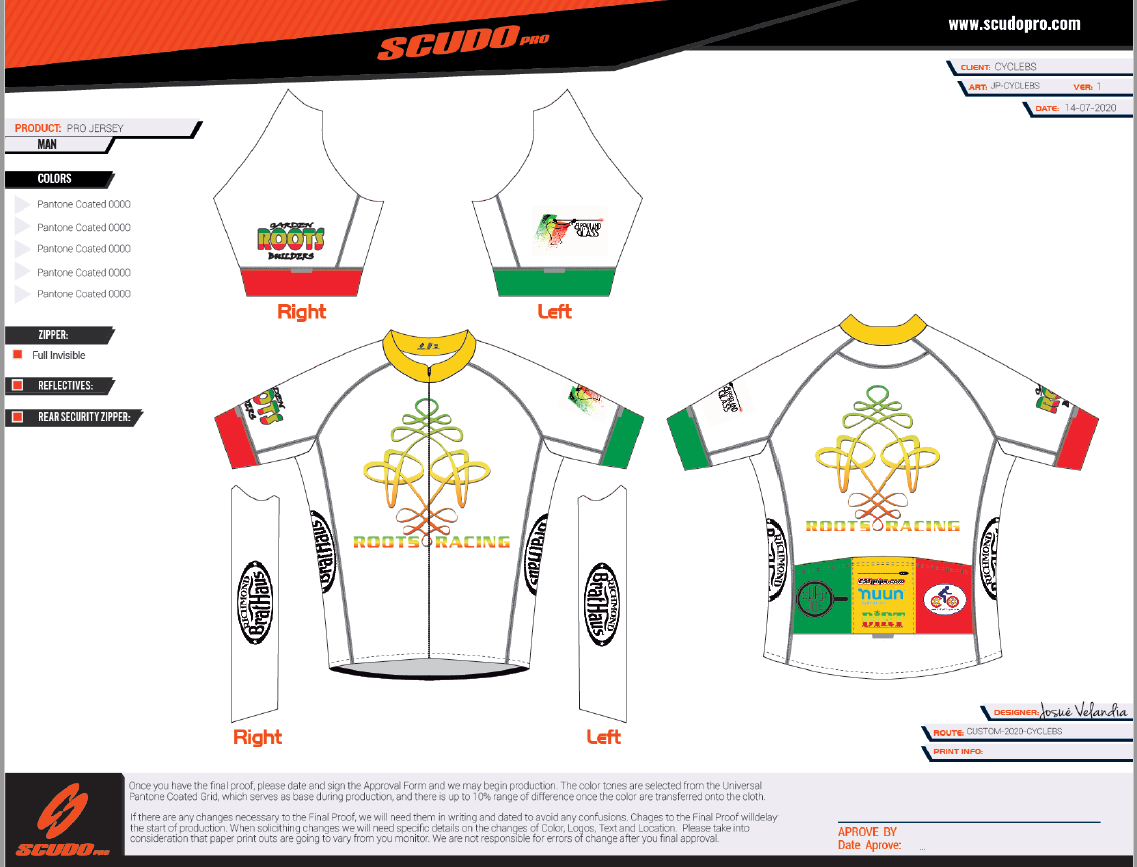Roots Racing White | PRO-Fit | Short Sleeve Cycling Jersey | Full Zipper | Men and Women