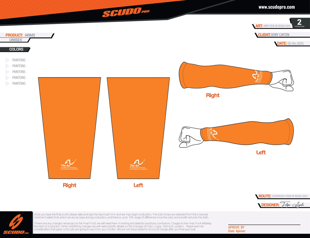 Tour du Rouge 2025  | Arm Sleeves UV Protection | Orange | Unisex
