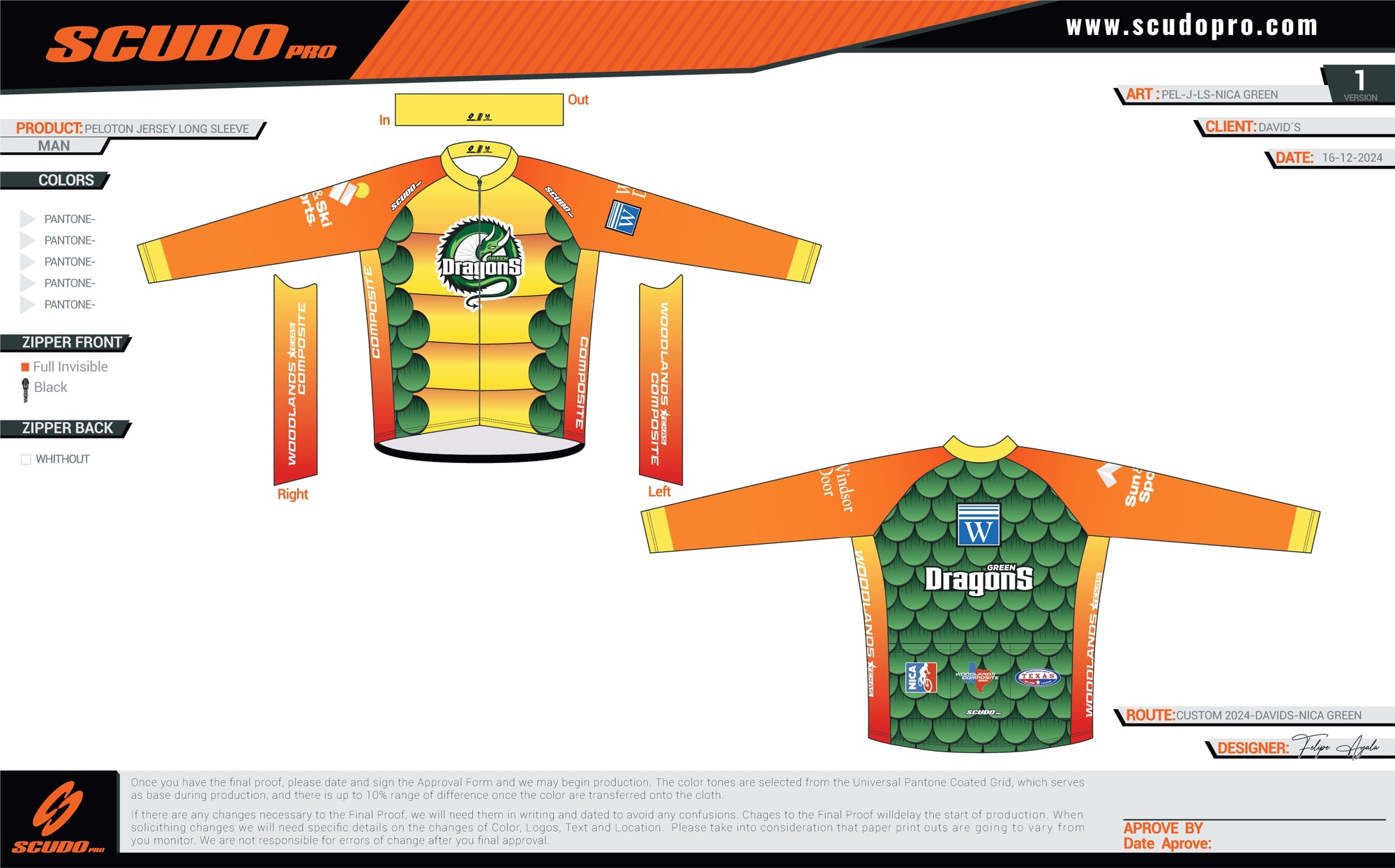 Green Dragons | Peloton Fit | LONG Sleeve Cycling Jersey | Men and Women