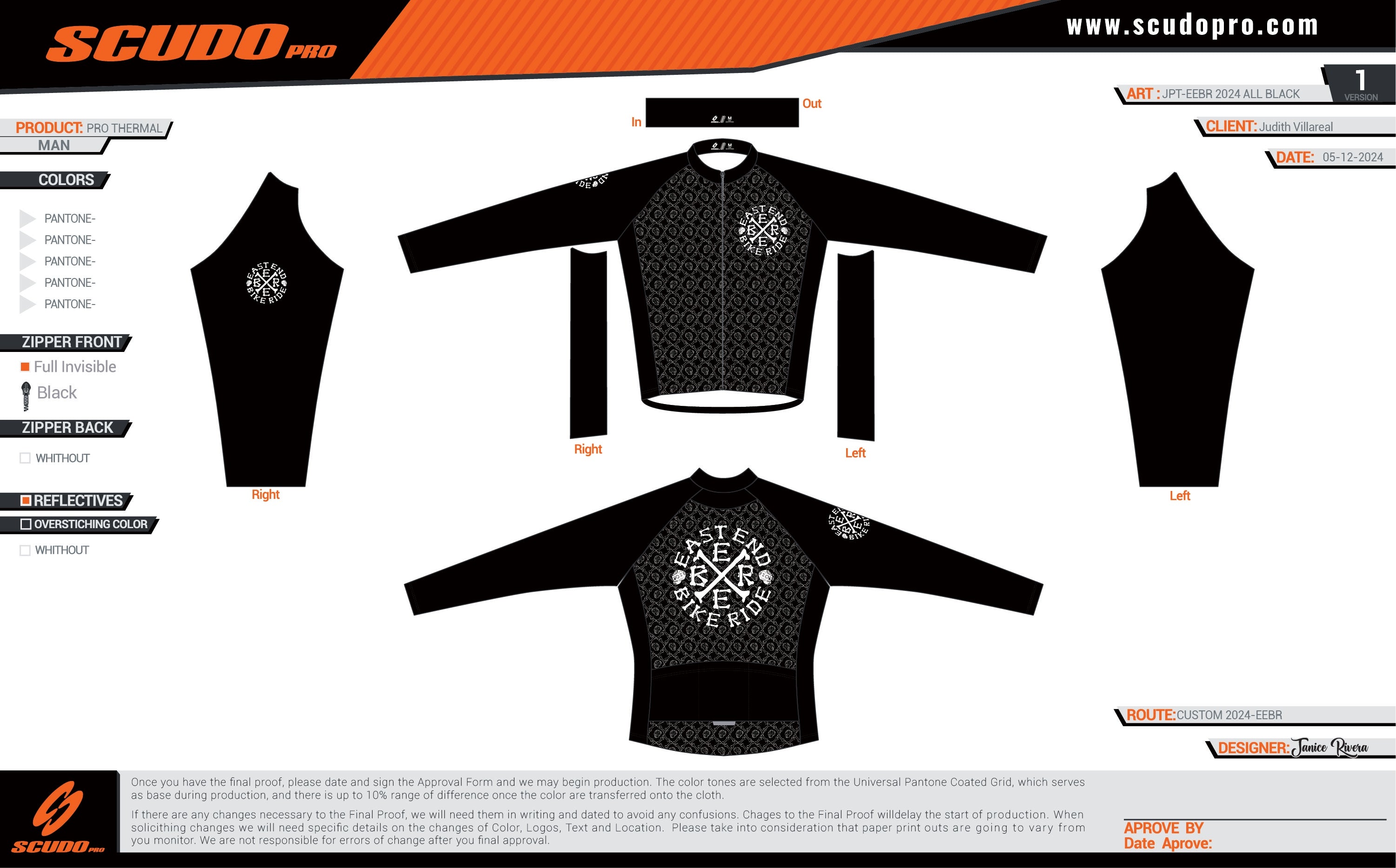 EEBR | ALL BLACK | PRO Thermal Long  Sleeve Cycling Jersey