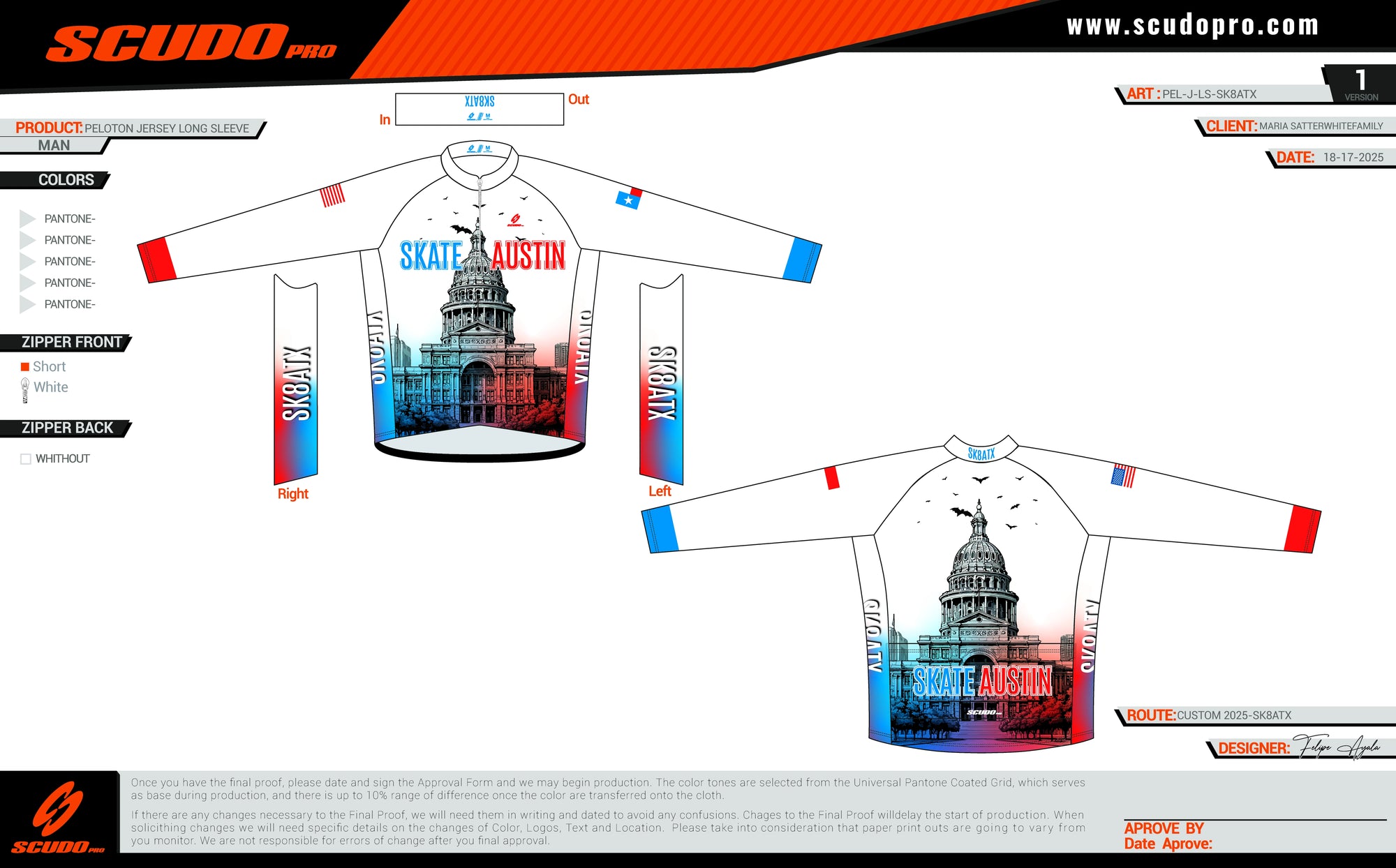 SK8ATX | Peloton Fit | Long Sleeve Jersey | 1/2 Zip