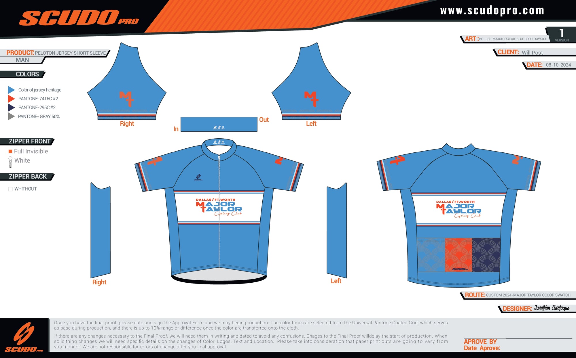 Major Taylor DFW Standard Kit | Peloton Fit | BLUE | Short Sleeve Cycling Jersey | OFFICIAL