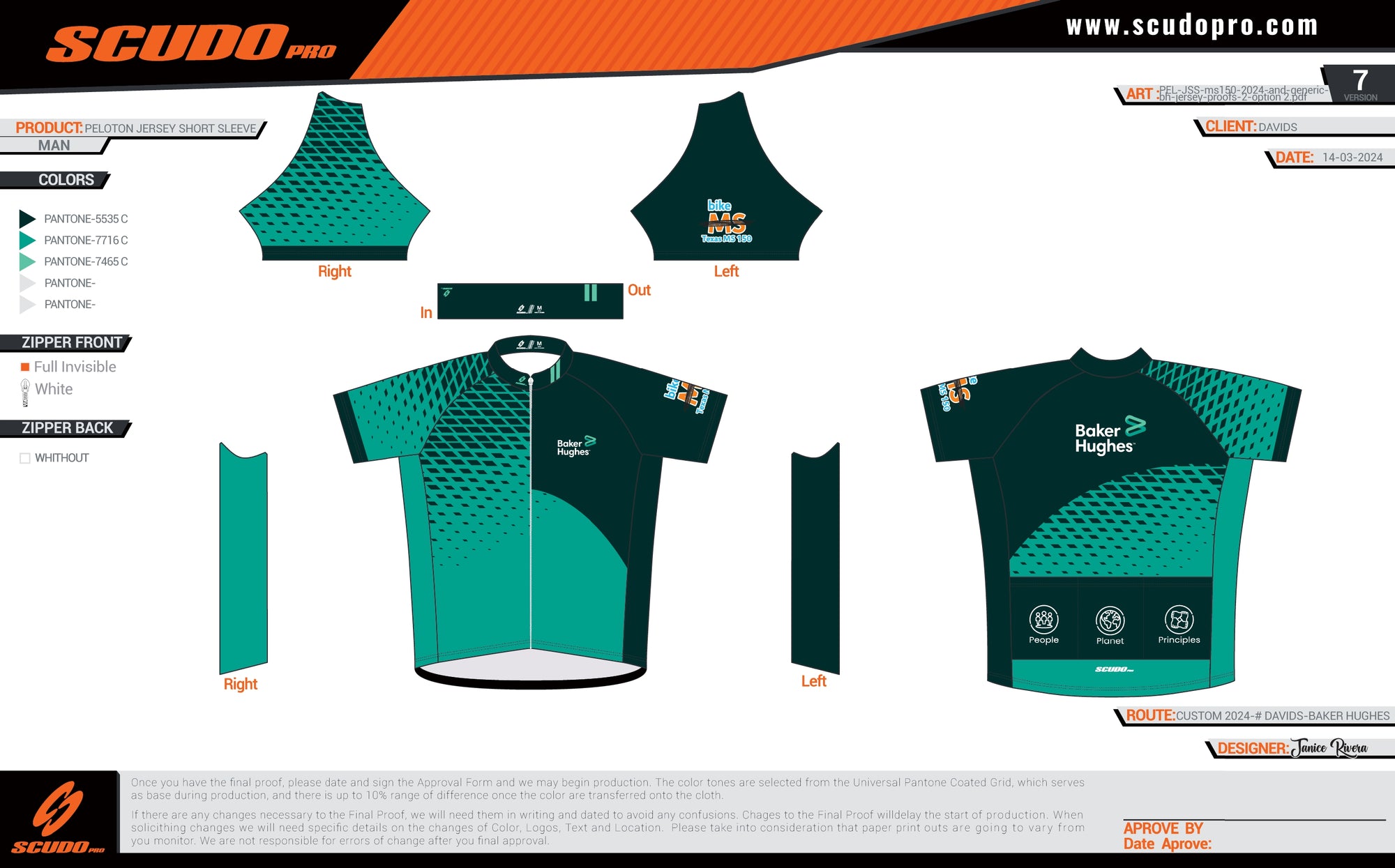 Baker Hughes | Peloton Fit | MS-150 | Short Sleeve Cycling Jersey | Men and Women