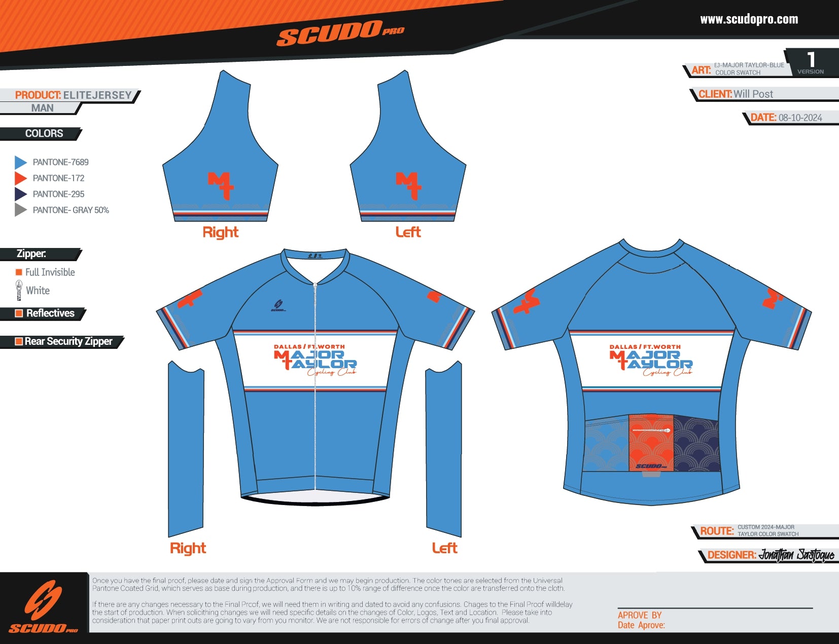 Major Taylor DFW Standard Kit | ELITE FIT | BLUE | Short Sleeve Cycling Jersey | OFFICIAL