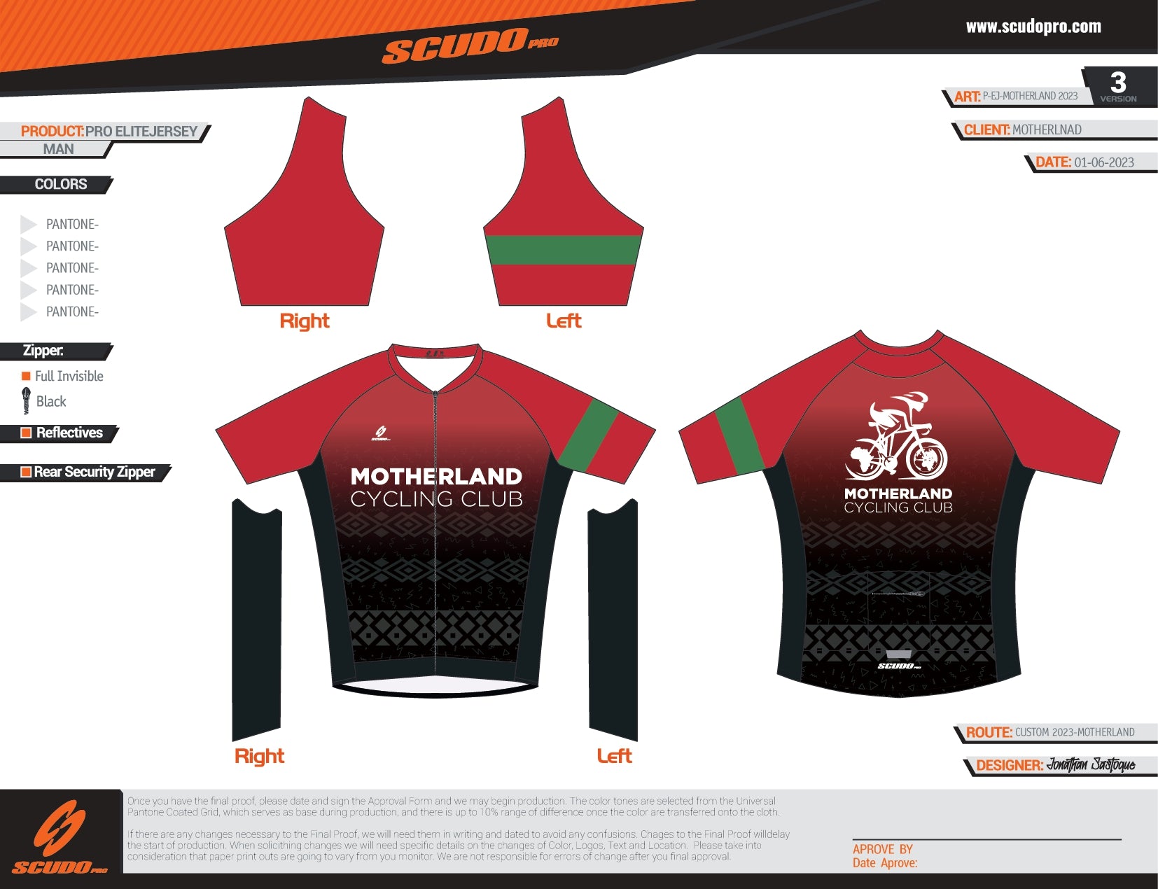 MOTHERLAND | Elite Fit | Short Sleeve Cycling Jersey | Red Gradient | Men and Women