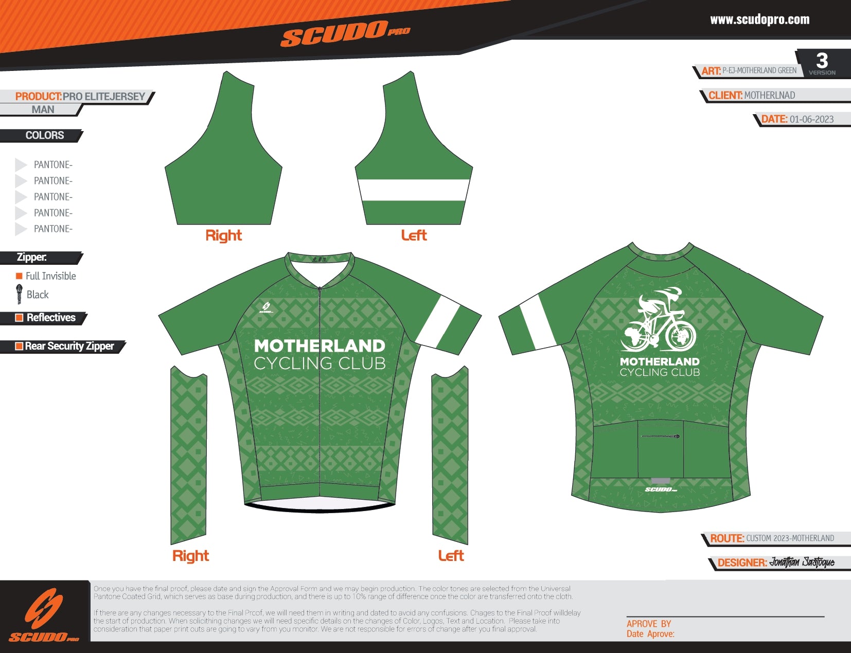 MOTHERLAND | Elite Fit | Short Sleeve Cycling Jersey | Green | Men and Women