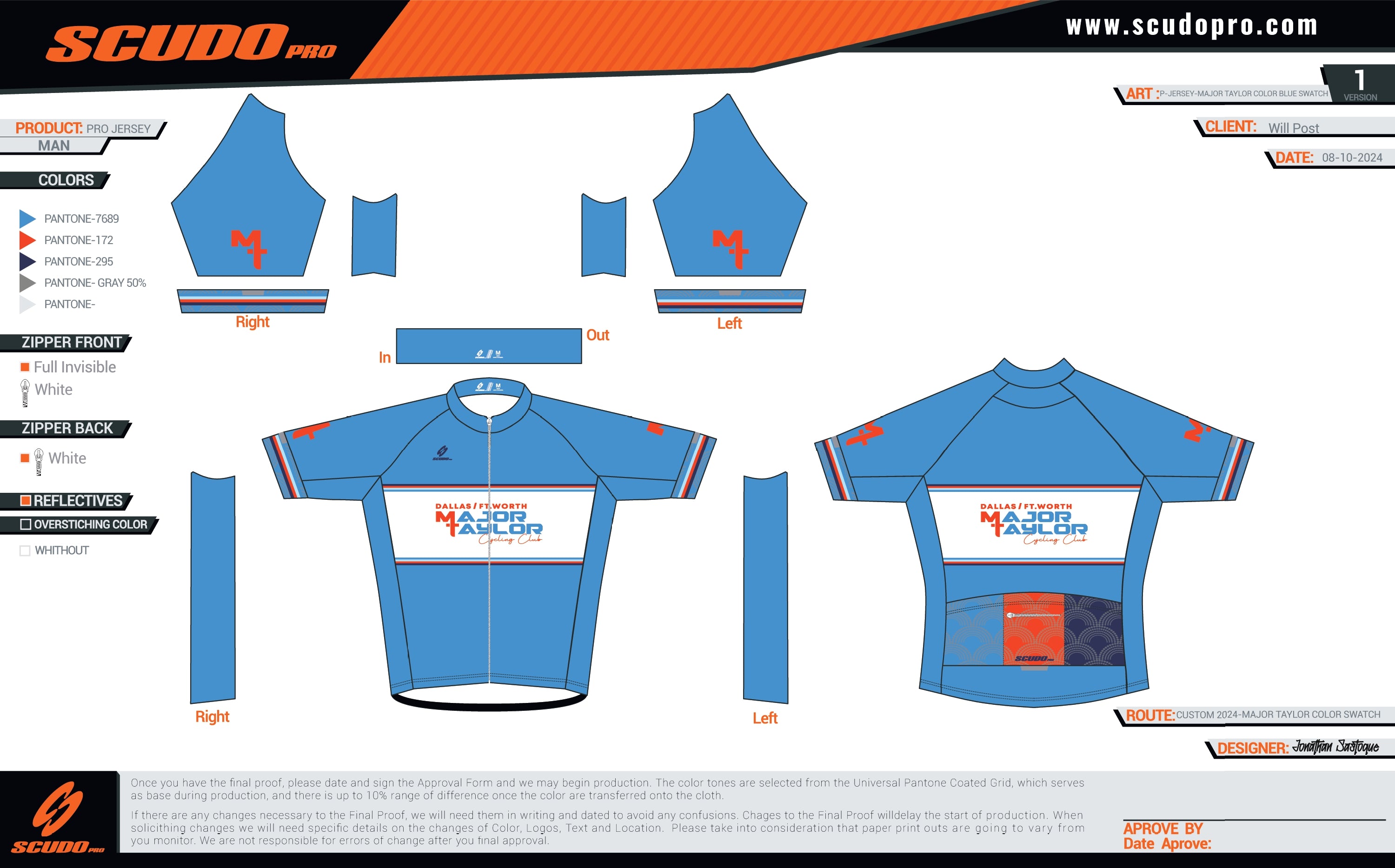 Major Taylor DFW Standard Kit | Pro Fit | BLUE | Short Sleeve Cycling Jersey | OFFICIAL