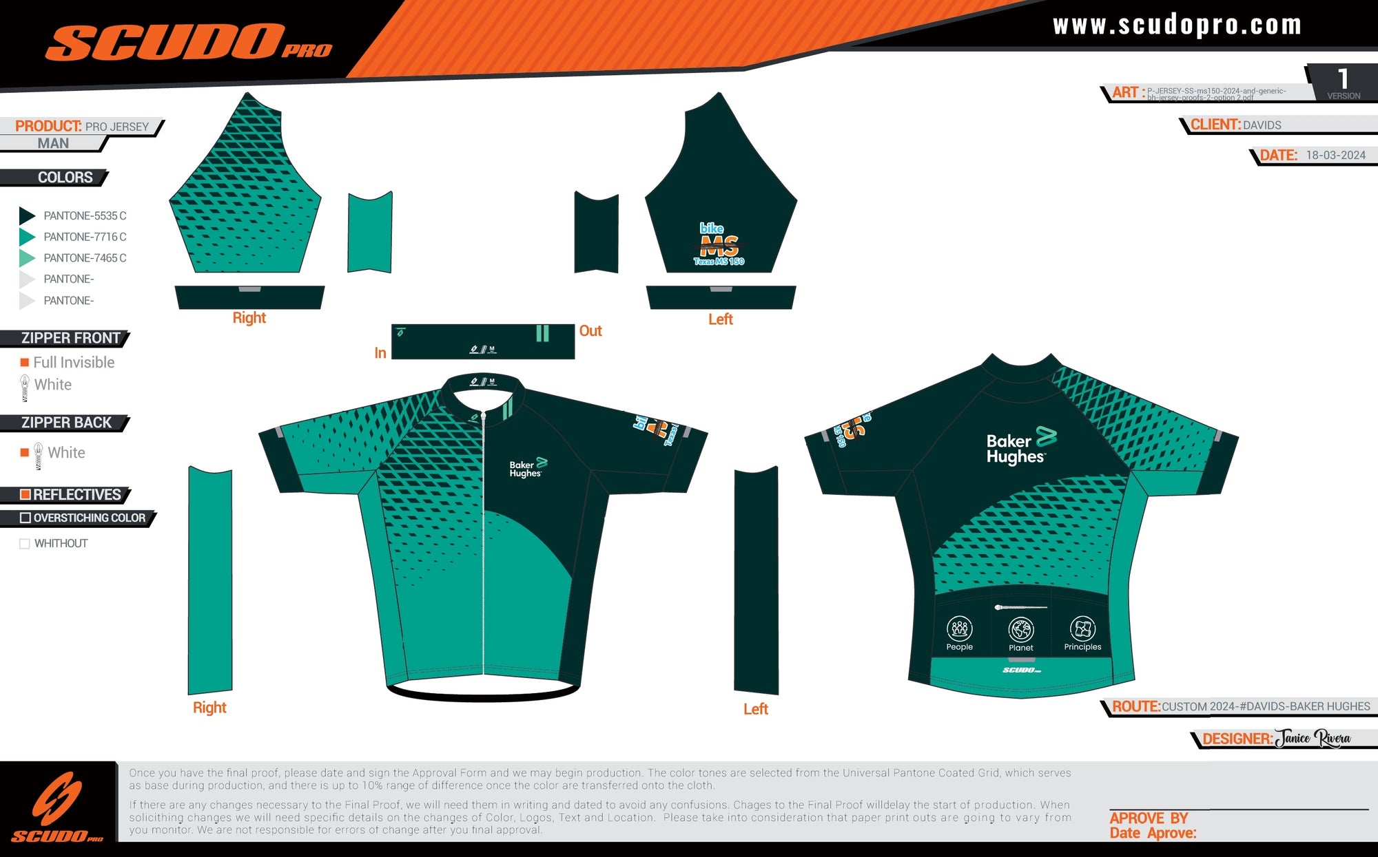 Baker Hughes | Pro Fit | MS-150 | Short Sleeve Cycling Jersey | Men and Women