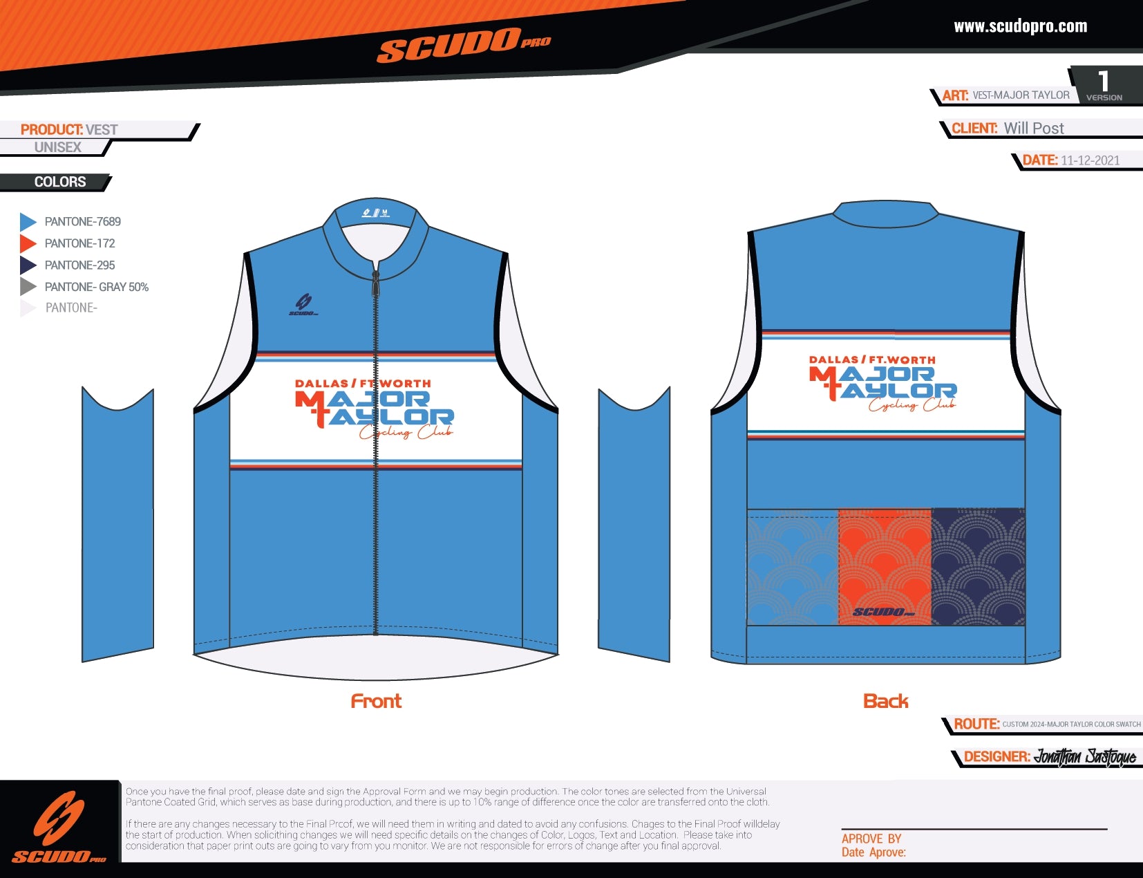 Major Taylor DFW Standard Kit | Wind Breaker Vest | BLUE | OFFICIAL