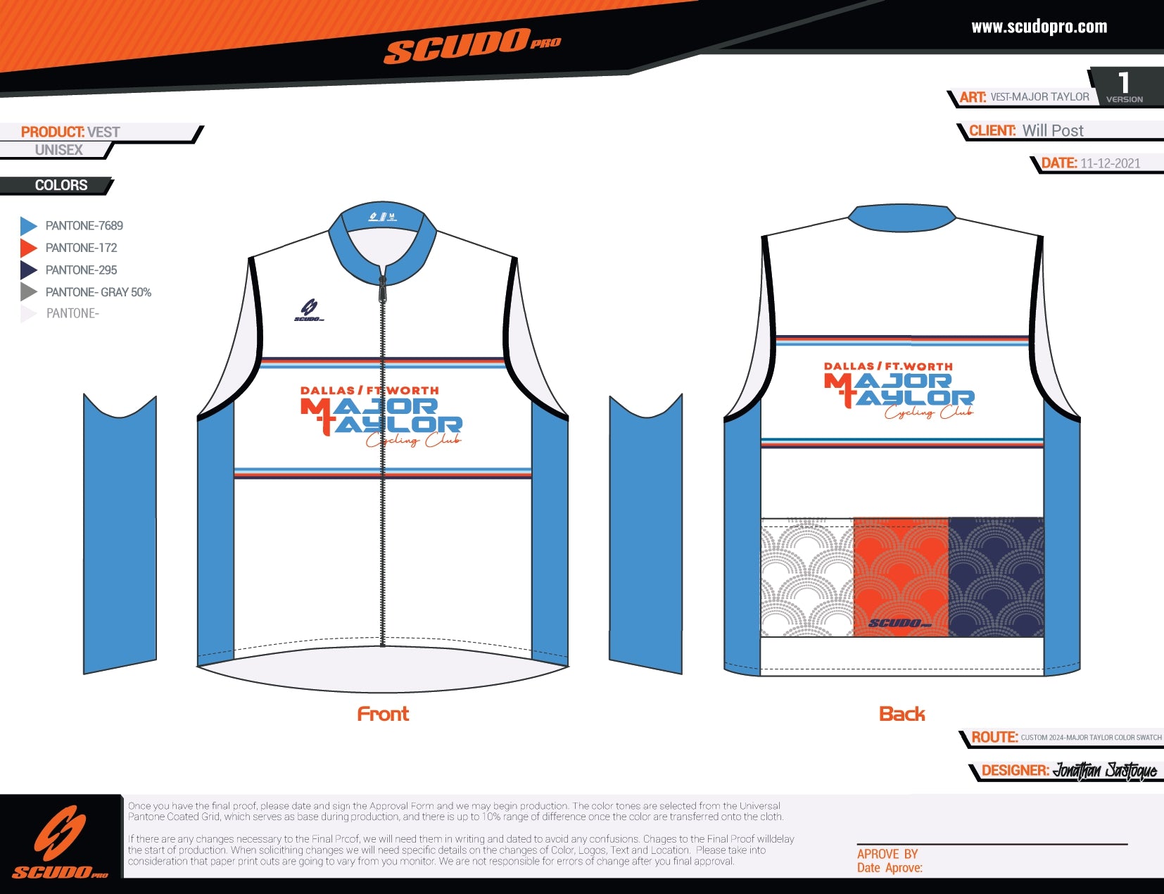 Major Taylor DFW Standard Kit | Wind Breaker Vest | WHITE | OFFICIAL