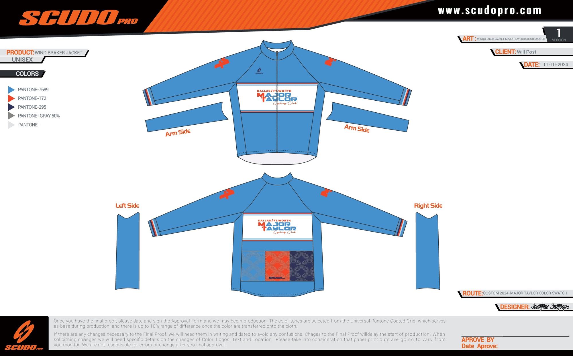 Major Taylor DFW Standard Kit | BLUE | Wind Breaker Jacket | OFFICIAL