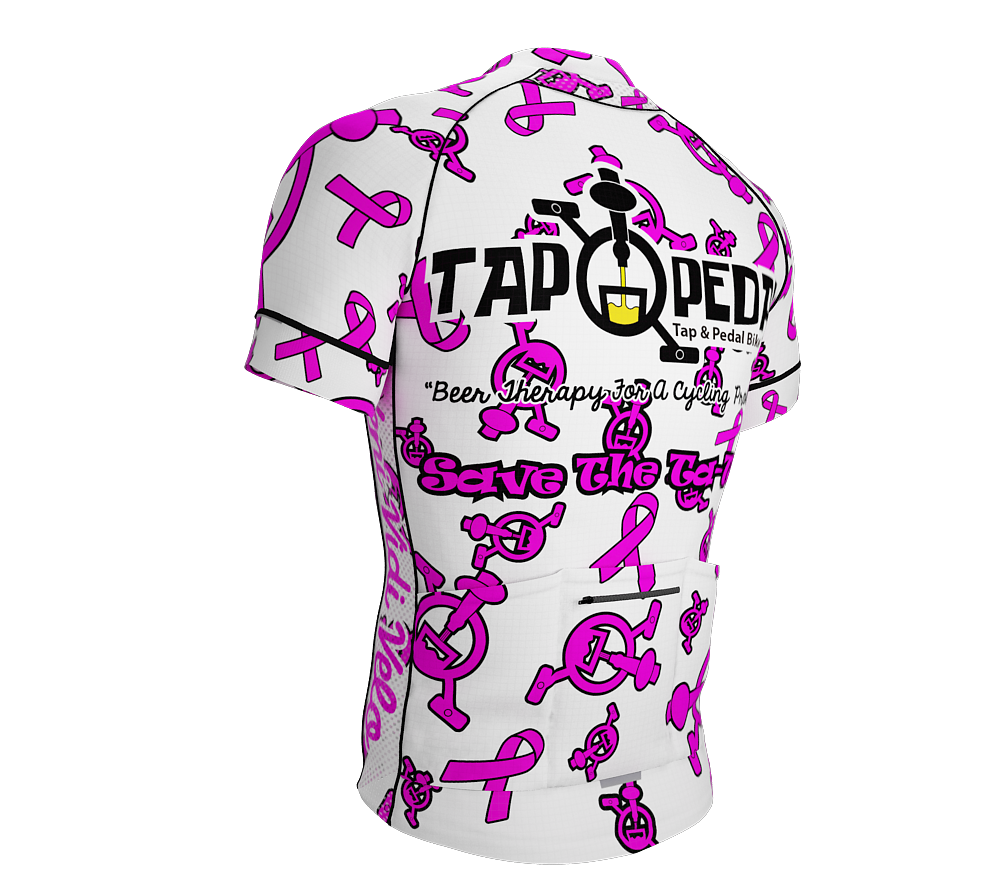 Tap and Pedal White Ribbon | PRO-Fit | Short Sleeve Cycling Jersey | Men and Women