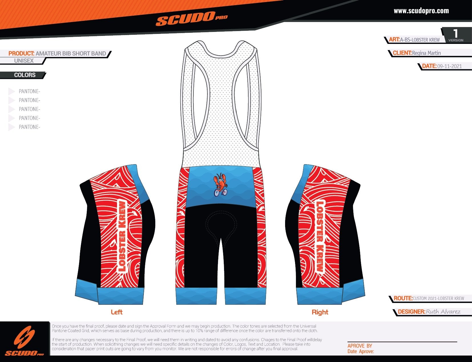 Lobster Krew | Amateur Cycling Bib shorts | Red | Deluxe Pad | Men and Women