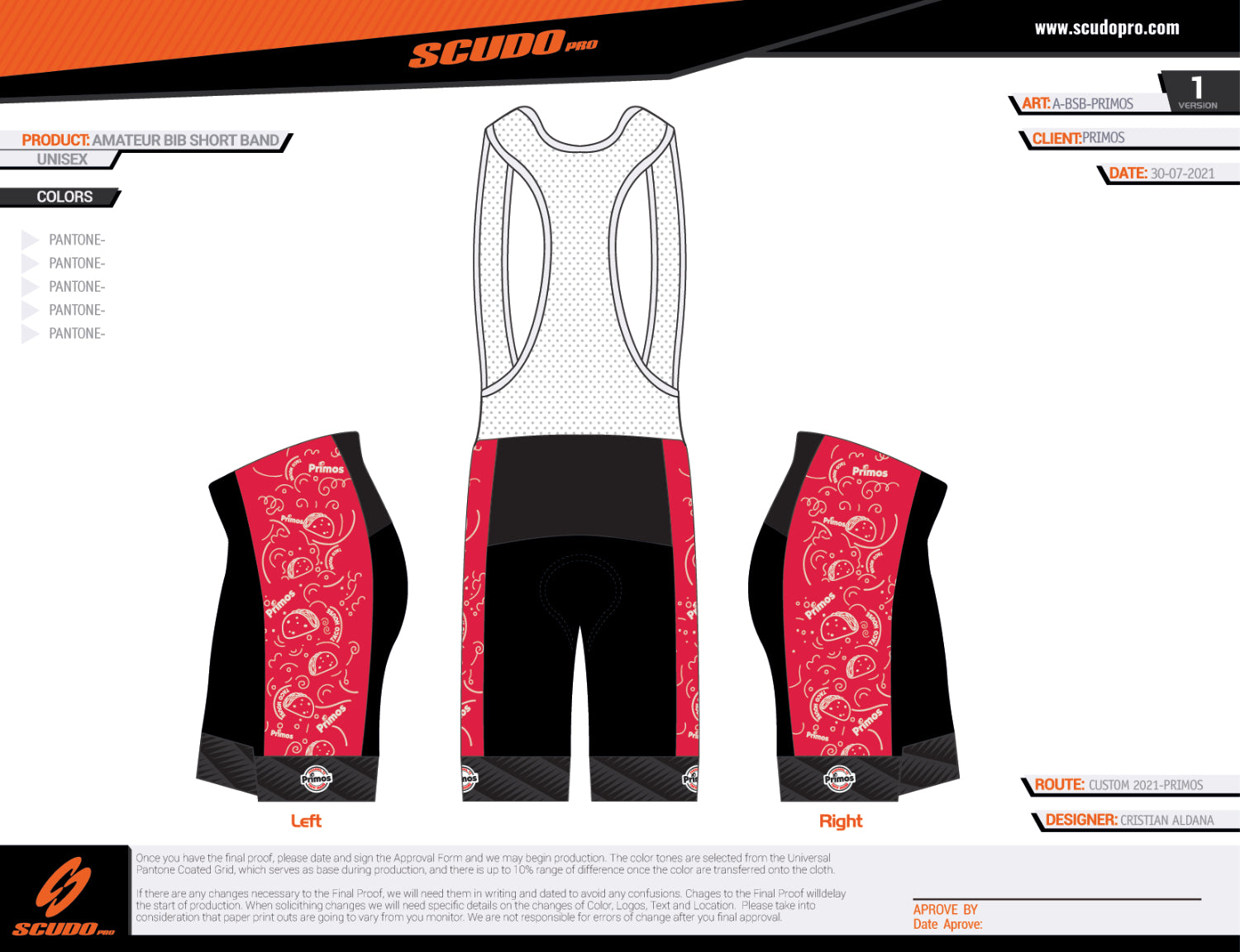 PRIMOS | Amateur Cycling Bib-short  | Bands | Delux Pad | Men and Women