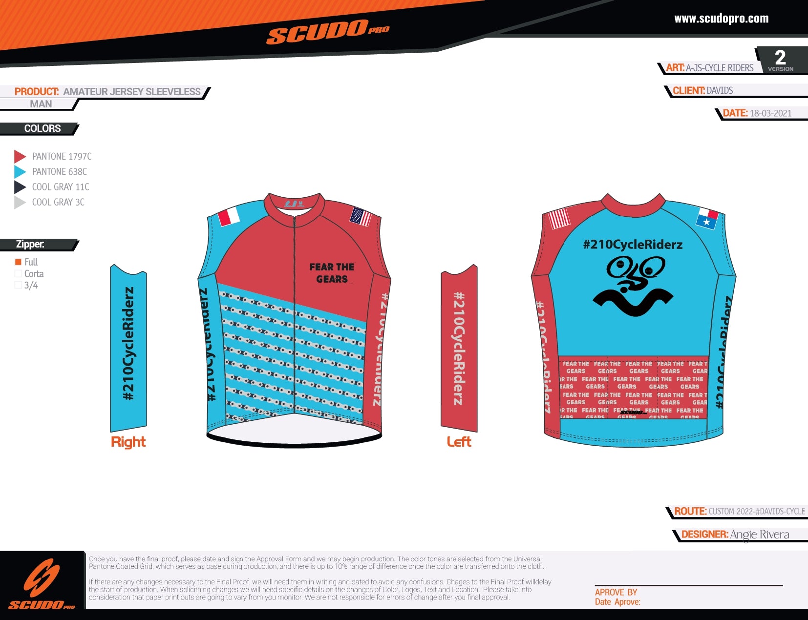 210 CRC | Peloton Fit | Sleeveless Cycling Jersey | Full Zip | Men and Women