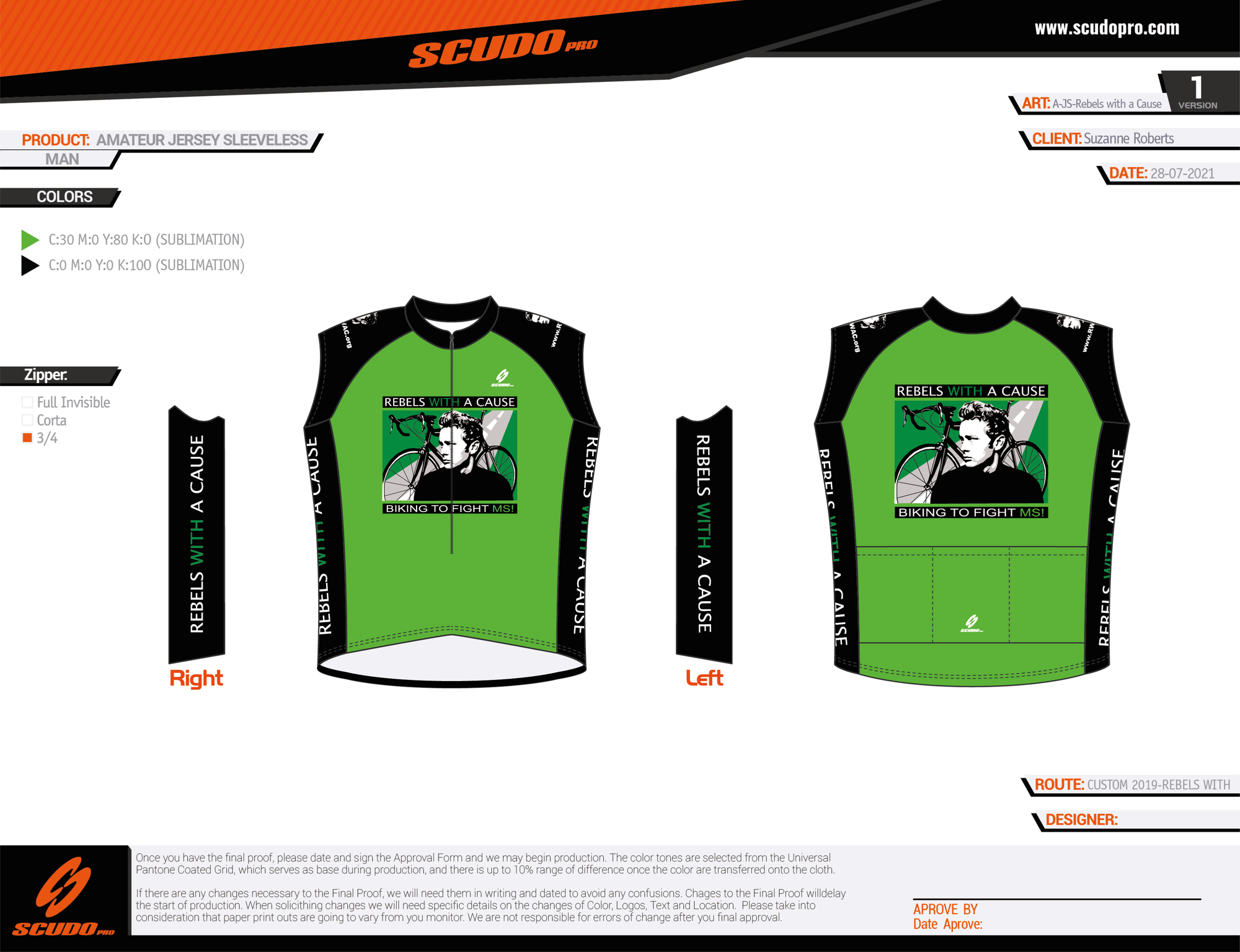 Rebels with a Cause  | Amateur Fit | Sleeveless Short Sleeve Cycling Jersey | 3/4 Zip | Men and Women
