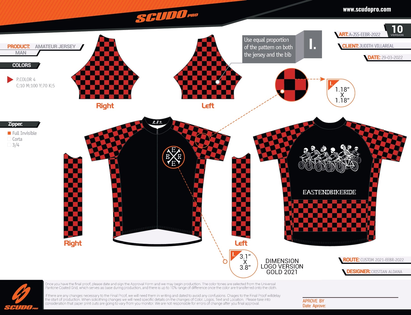 EEBR  | Red Checkers | Amateur Fit | Short Sleeve Cycling Jersey | Full  Zip | Men and Women