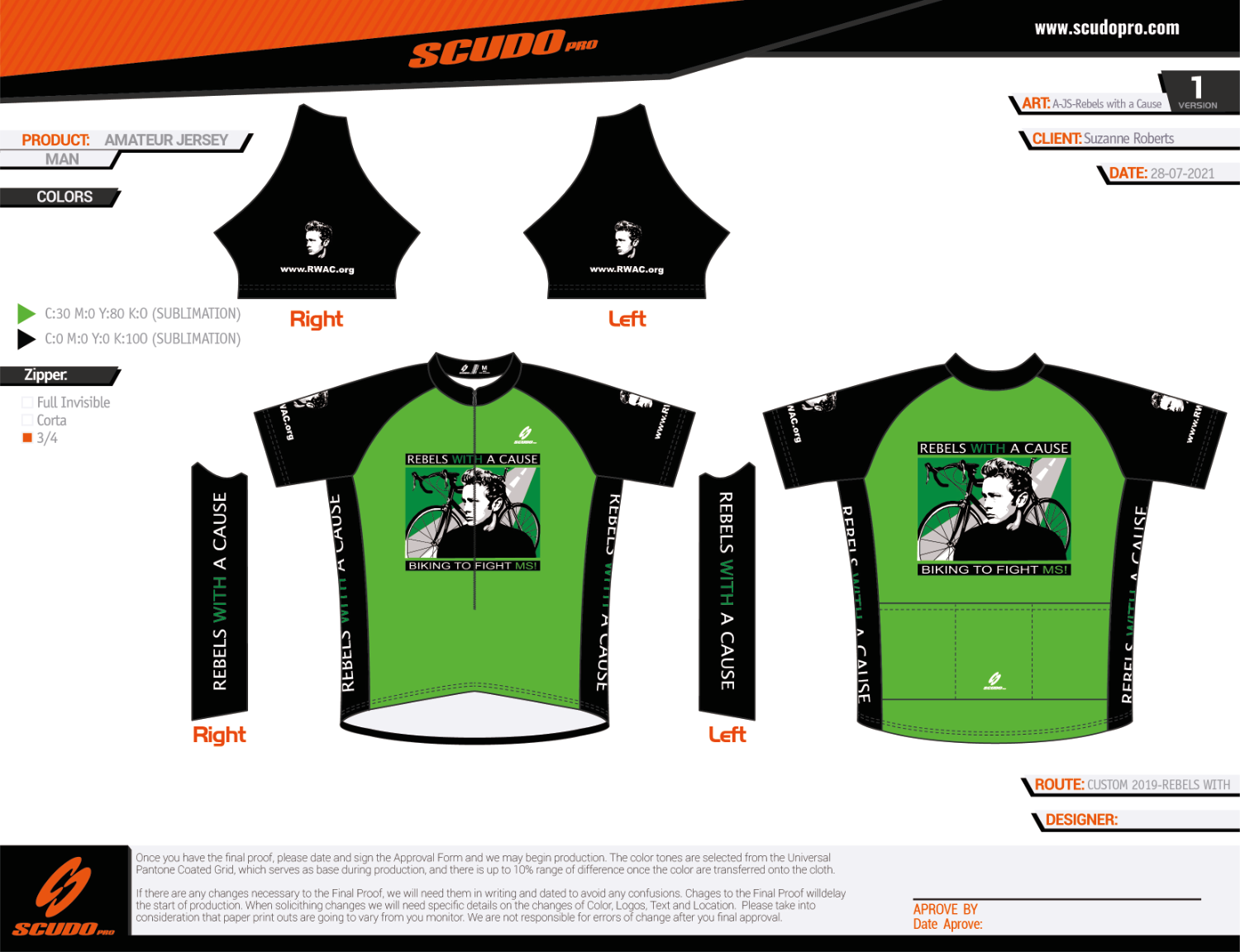 Rebels with a Cause  | Amateur Fit | Short Sleeve Cycling Jersey | 3/4 Zip | Men and Women