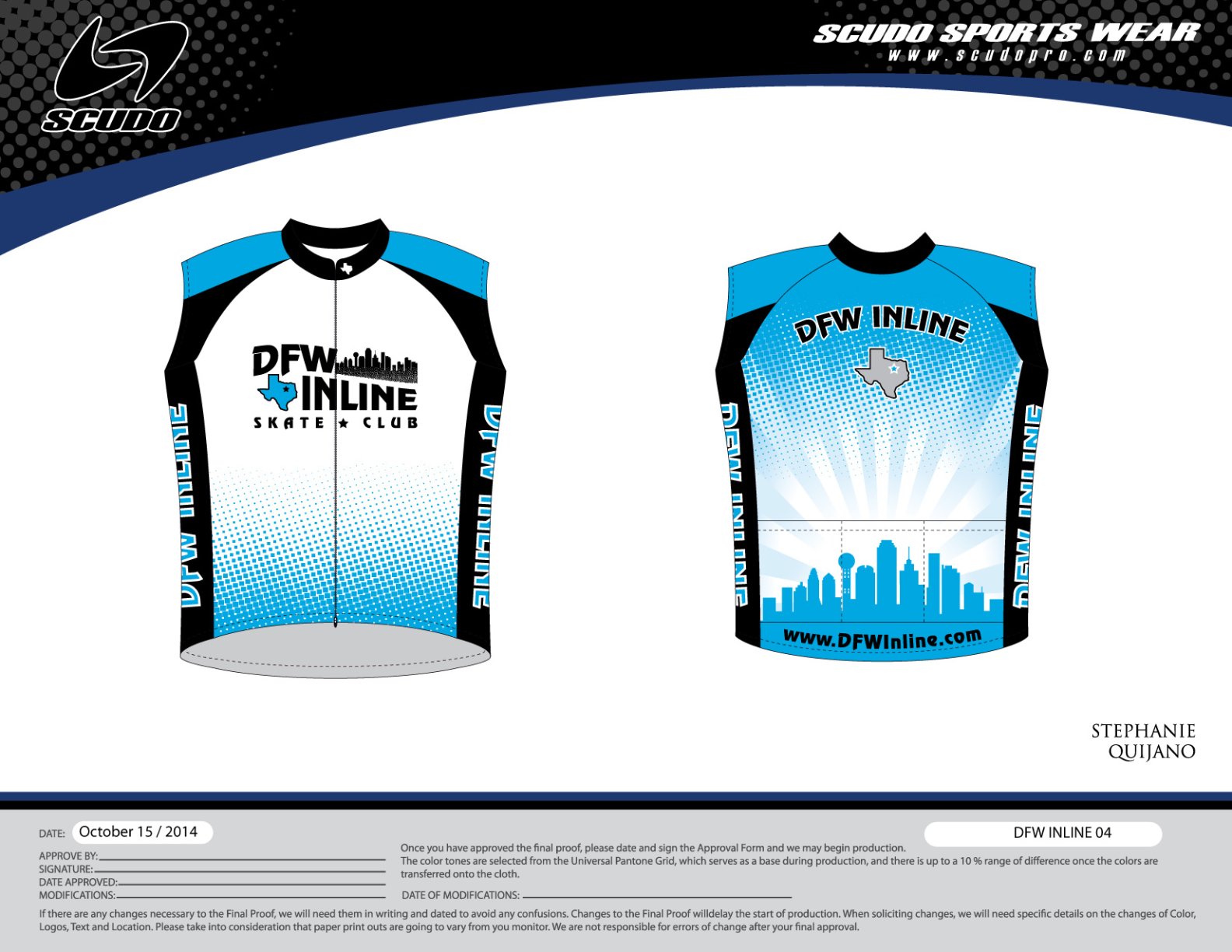 DFW | Amateur Fit | Sleeveless jersey | 3/4 Zip | 2" extra Length | Men and Women