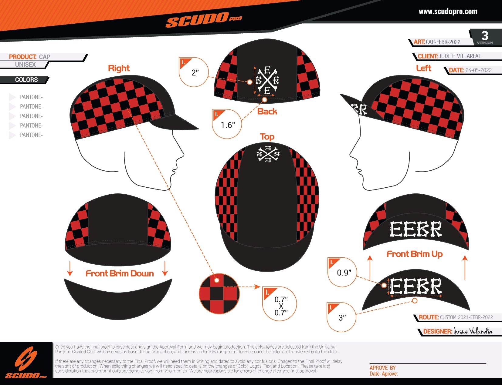 EEBR | Red Checkers | Cycling CAP | Unisex