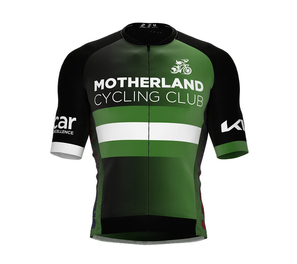 MOTHERLAND Black to Green | ELITE Fit | Short Sleeve Cycling Jersey | Full Zip | Men and Women