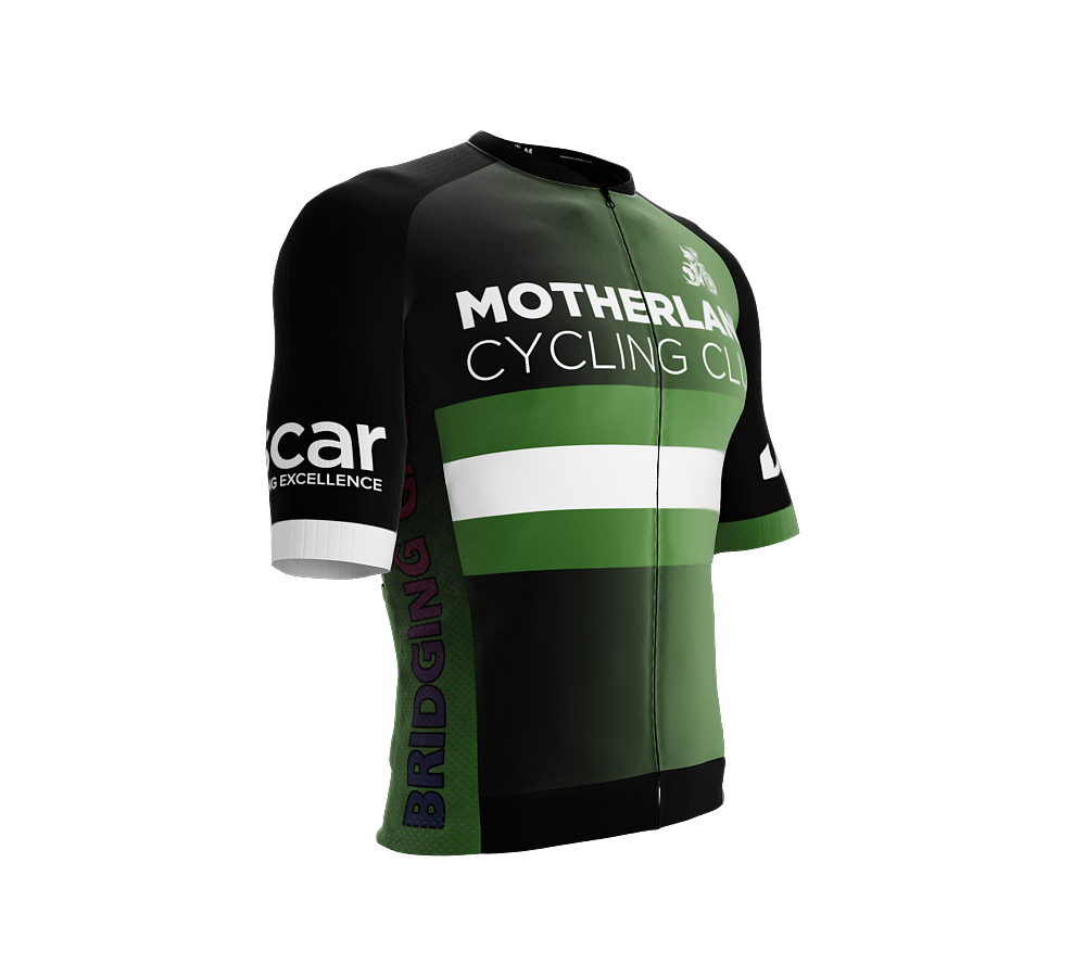 MOTHERLAND Black to Green | ELITE Fit | Short Sleeve Cycling Jersey | Full Zip | Men and Women