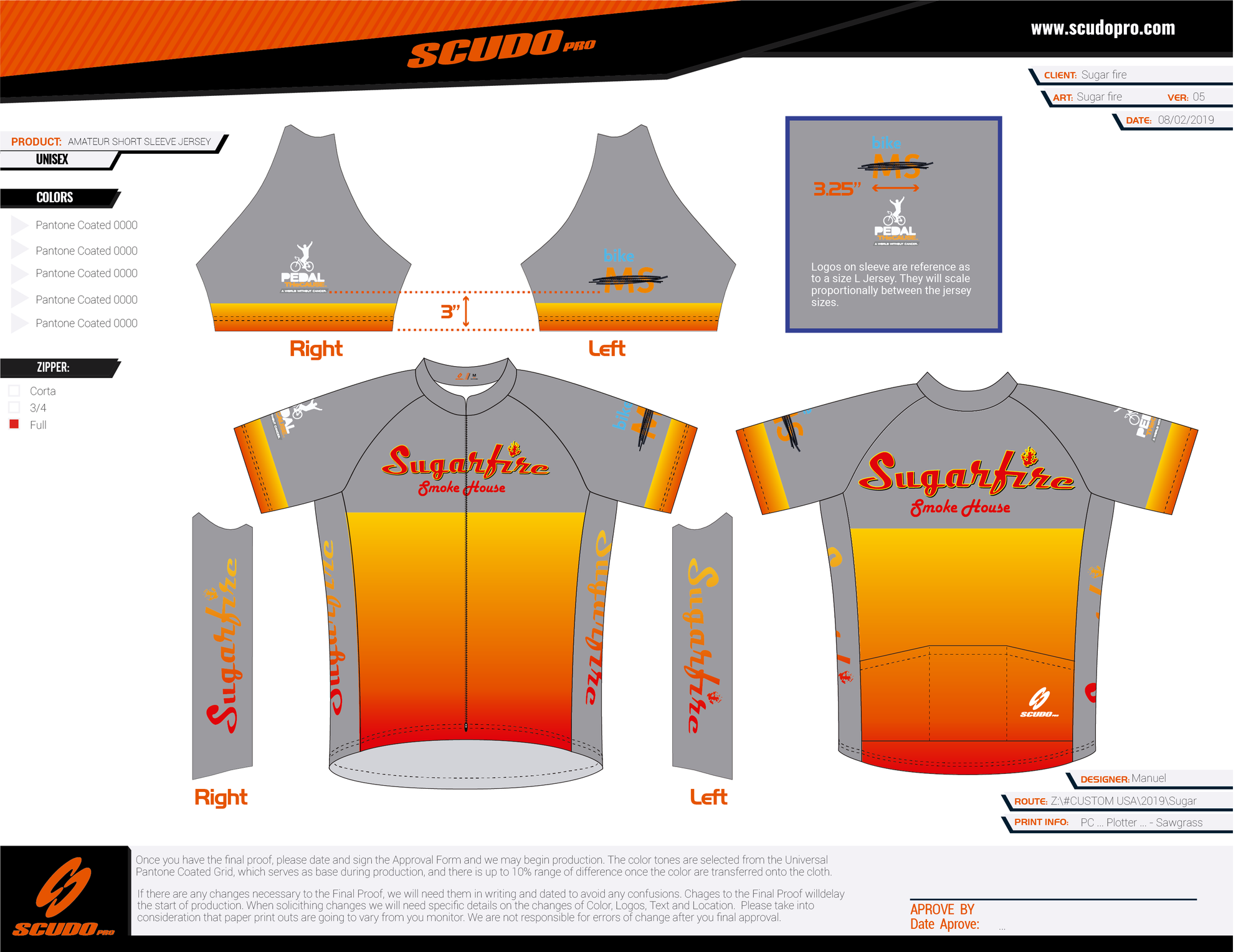 SUGARFIRE Amateur fit | Jersey Short Sleeve | Fullzipper | for Men and Women