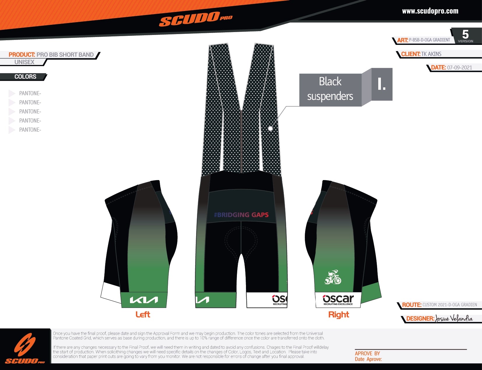 MOTHERLAND Black - Green  | PRO-BIB Cycling Shorts  | Men and Women