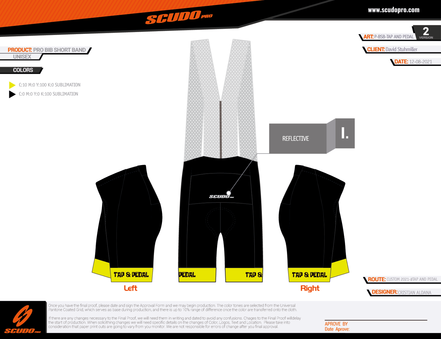 Tap and Pedal | PRO-BIB Cycling Short Black - Yellow Grippers | Men and Women