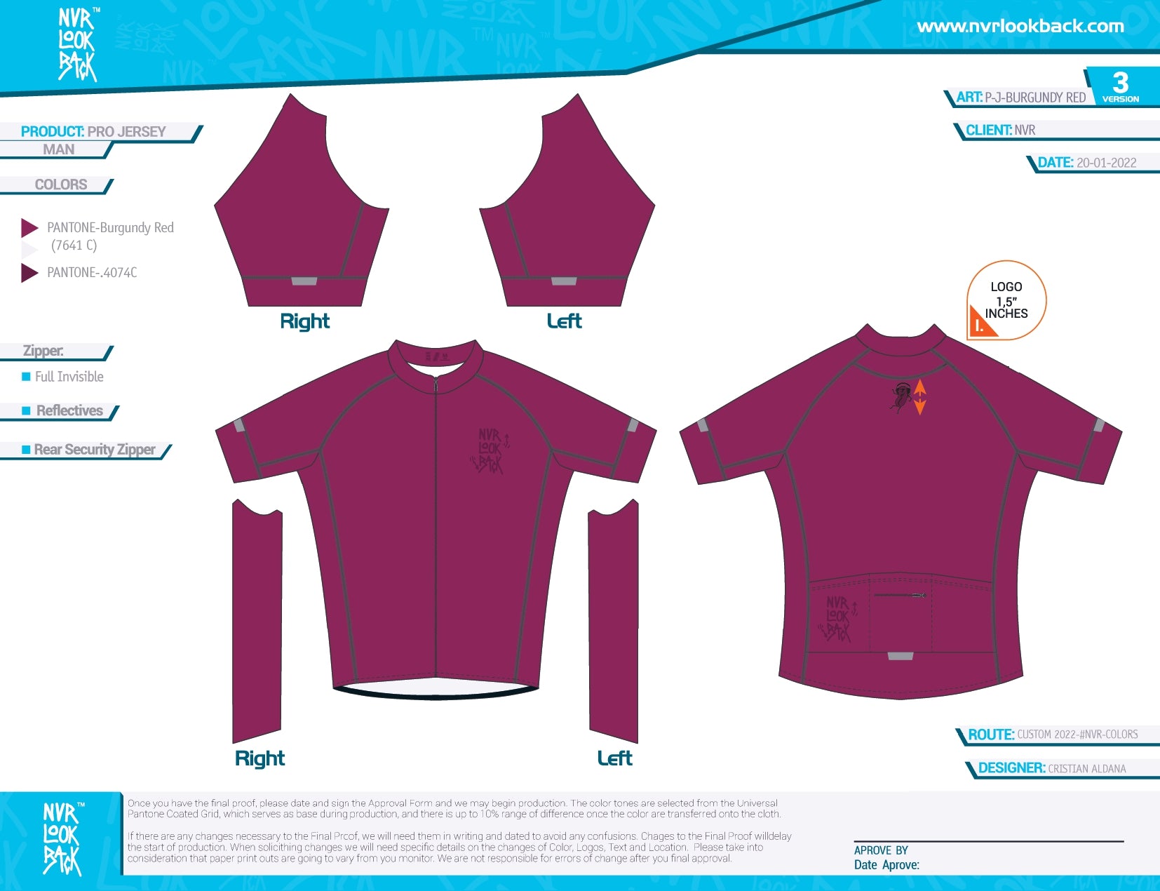NVRLB | PRO-Fit Short Sleeve Cycling Jersey  | BURGUNDY | Men and Women