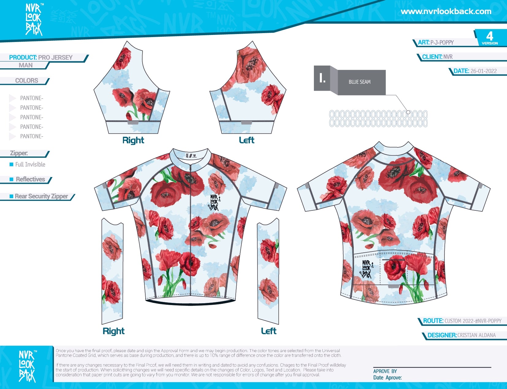 NVRLB | PRO-Fit Short Sleeve Cycling Jersey  | POPPY | Men and Women