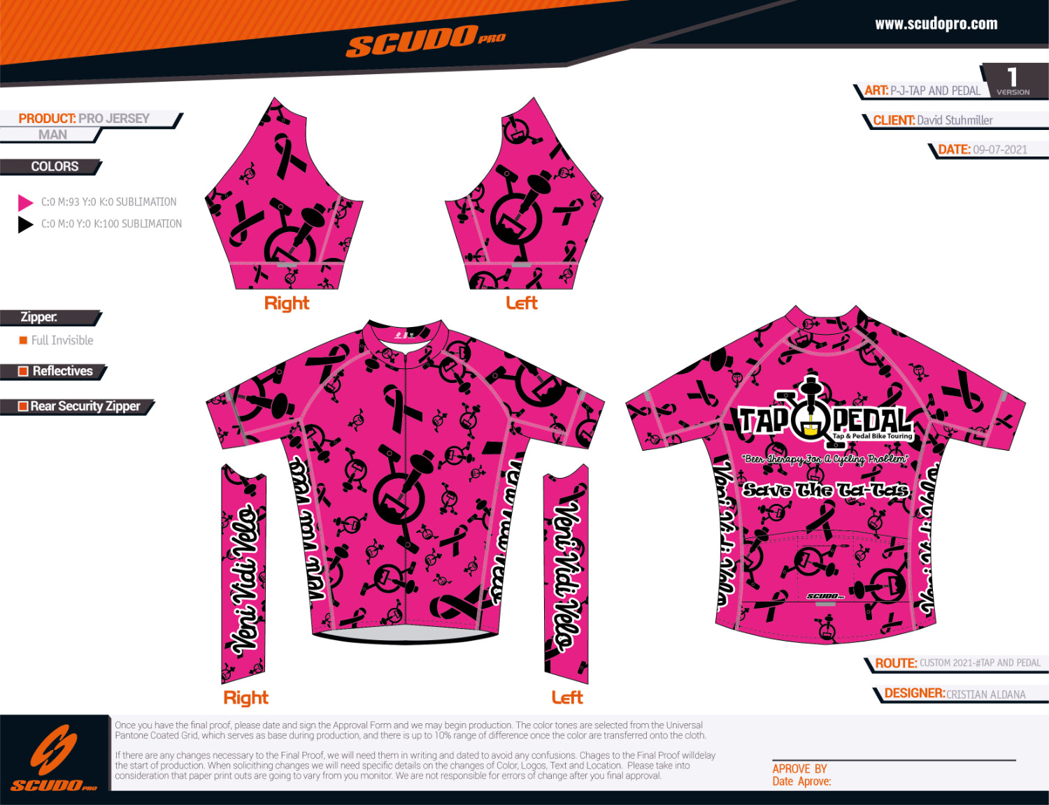 Tap and Pedal  Black logos - Pink | PRO-Fit  | Short Sleeve Cycling Jersey | Men and Women