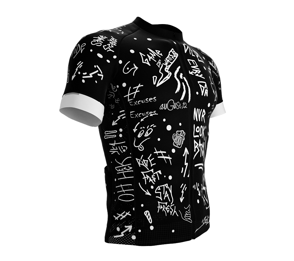 NVRLB | PRO-Fit Short Sleeve Cycling Jersey  | Graffiti Black| Men and Women