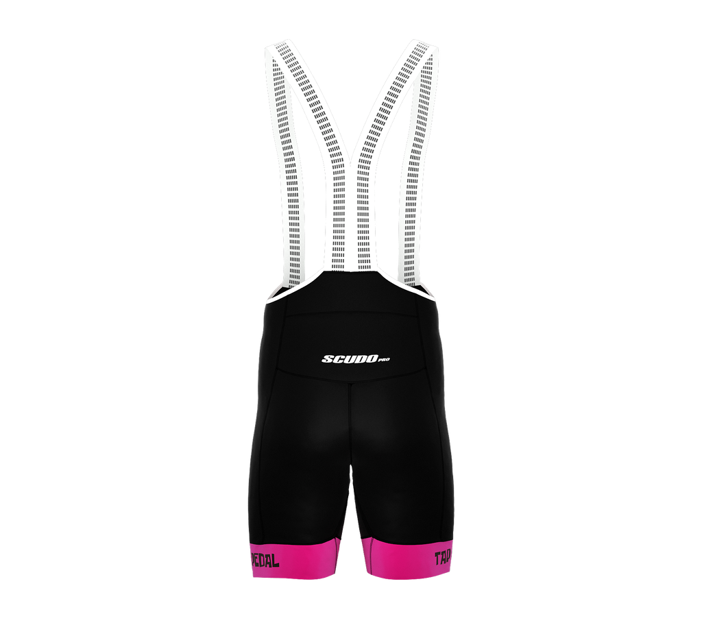 Tap and Pedal | PRO-BIB Cycling Short Black - Pink Grippers | Men and Women