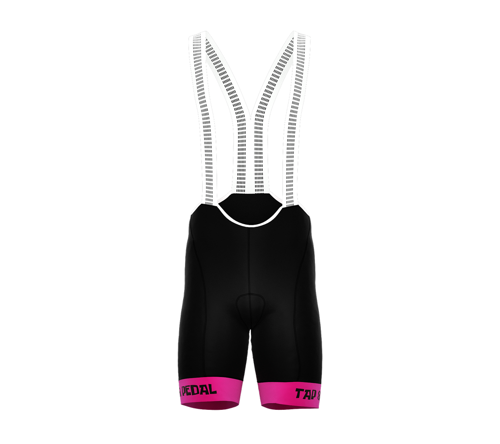 Tap and Pedal | PRO-BIB Cycling Short Black - Pink Grippers | Men and Women