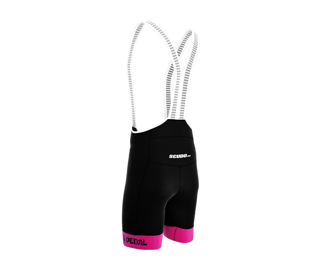 Tap and Pedal | PRO-BIB Cycling Short Black - Pink Grippers | Men and Women