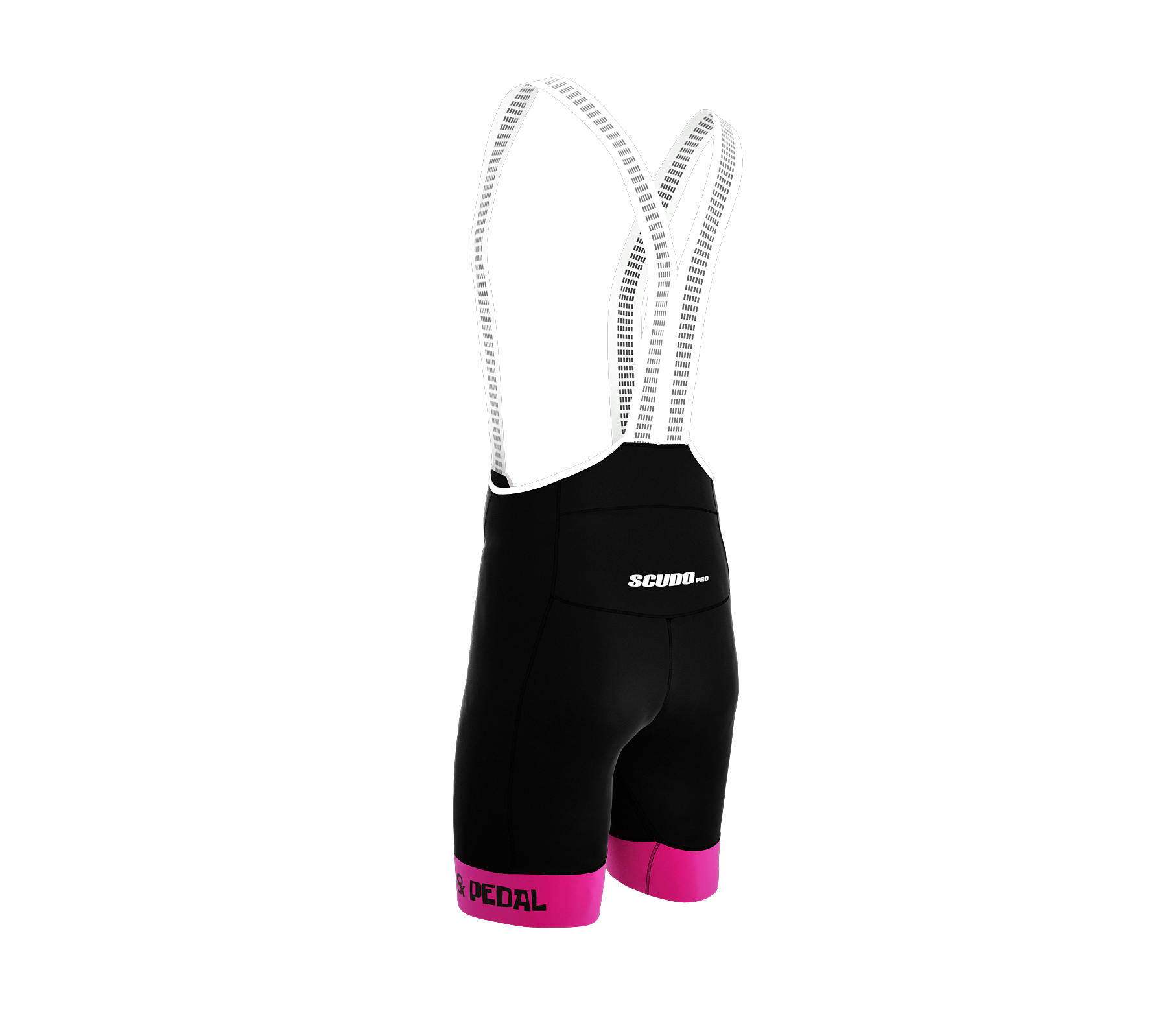 Tap and Pedal | PRO-BIB Cycling Short Black - Pink Grippers | Men and Women