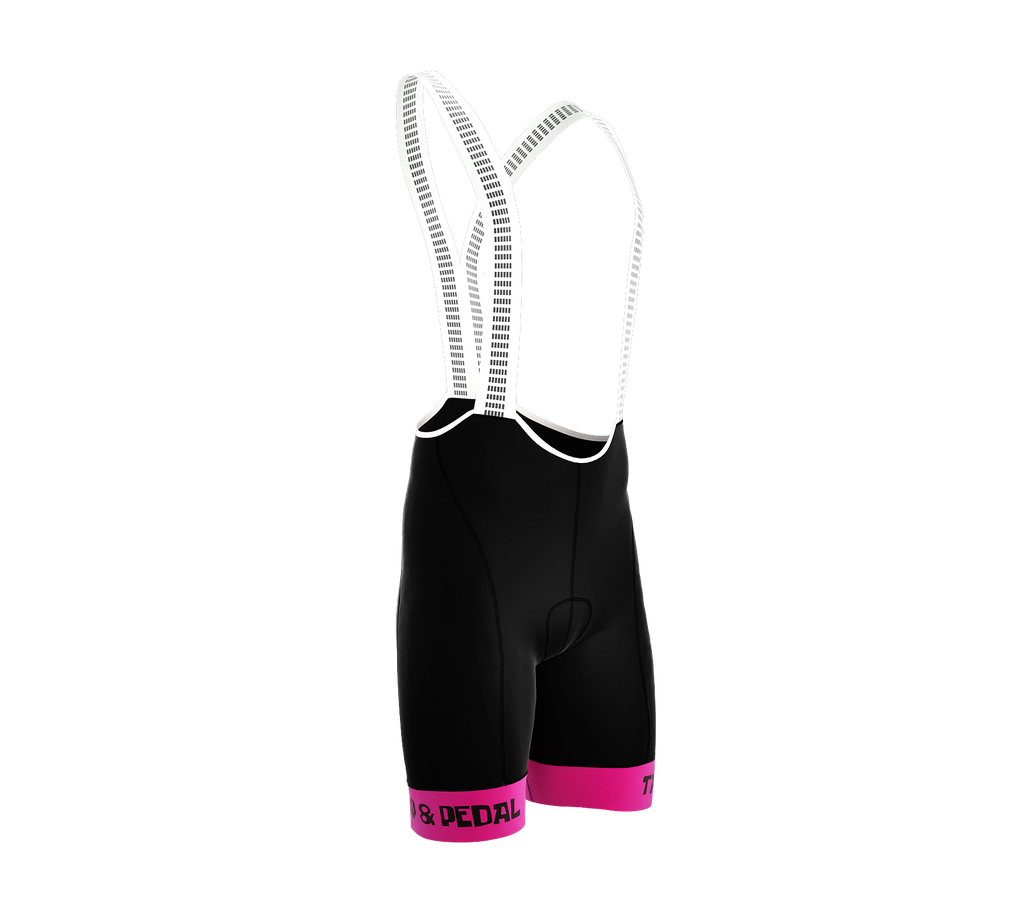 Tap and Pedal | PRO-BIB Cycling Short Black - Pink Grippers | Men and Women
